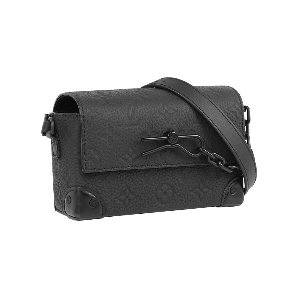 【Louis Vuitton】Steamer Monogram 牛皮壓紋皮夾式斜背包(黑色)