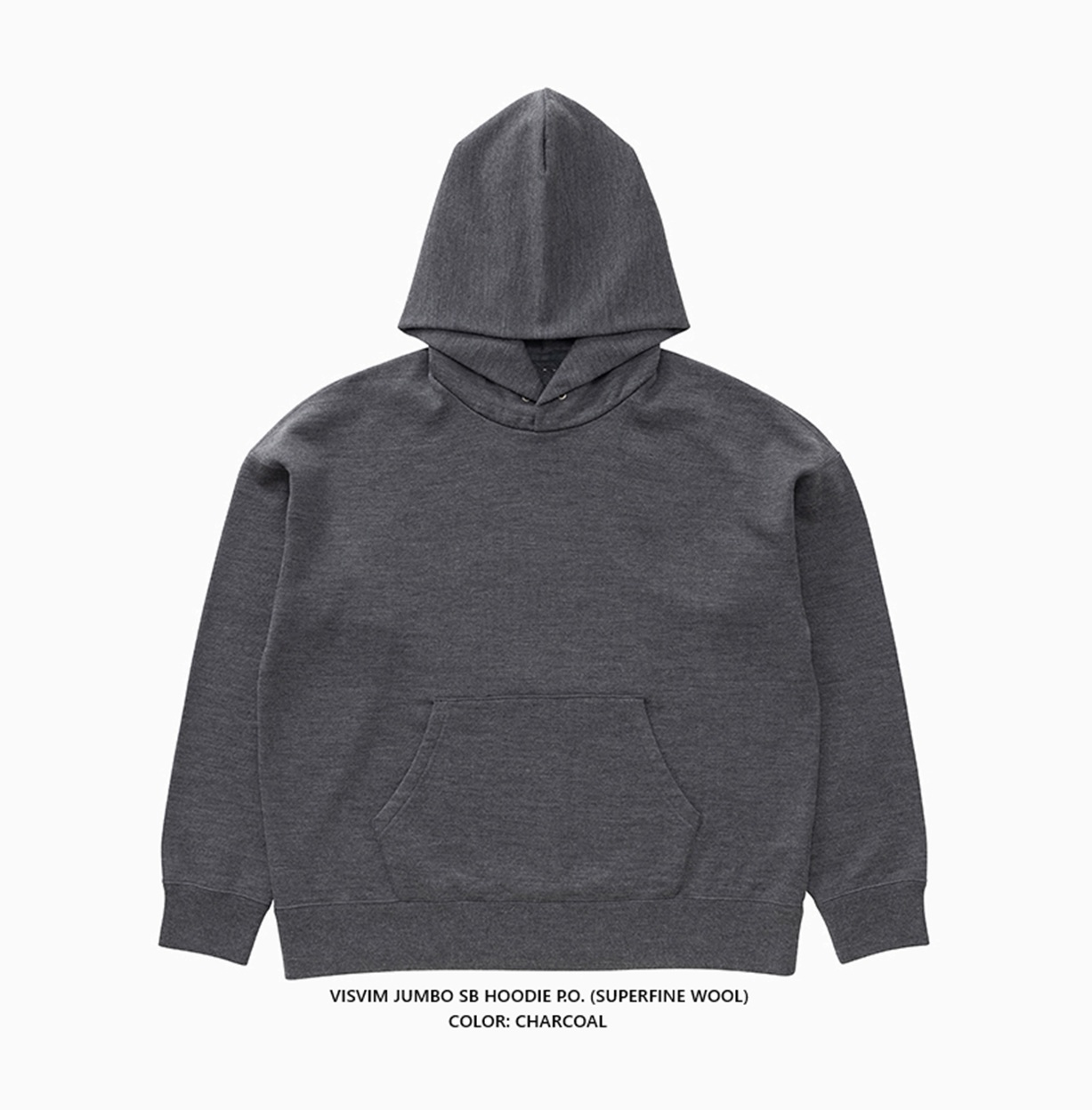 LAST PCS: VISVIM JUMBO SB HOODIE P.O. (SUPERFINE WOOL) - CHARCOAL SIZE 1 PRE ORDER ITEM (預訂中)