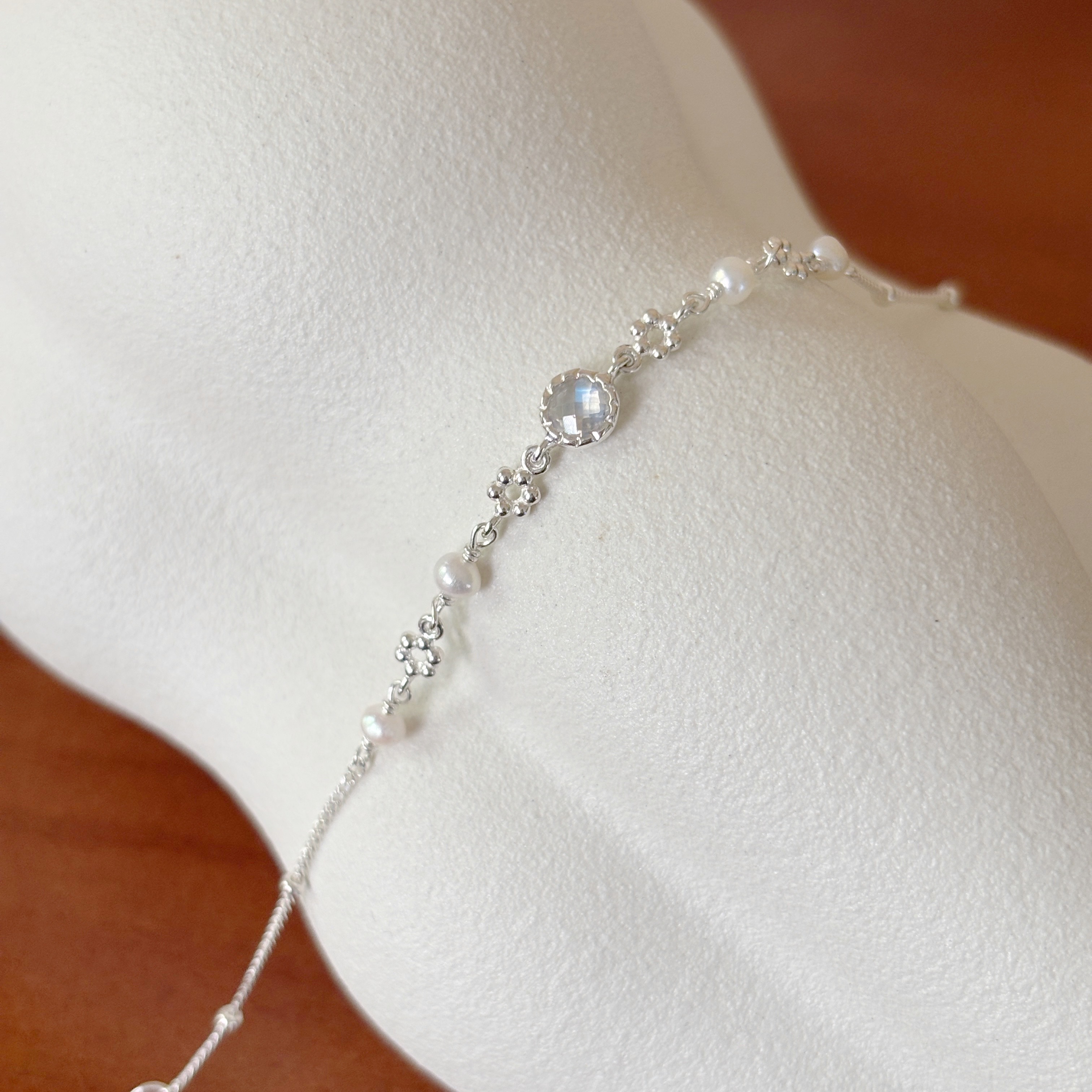 蛋糕小圓月光石碎花手鍊