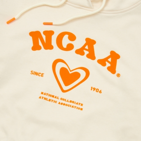 NCAA 帽T 米白 橘LOGO 短版 長袖 女 7452105101