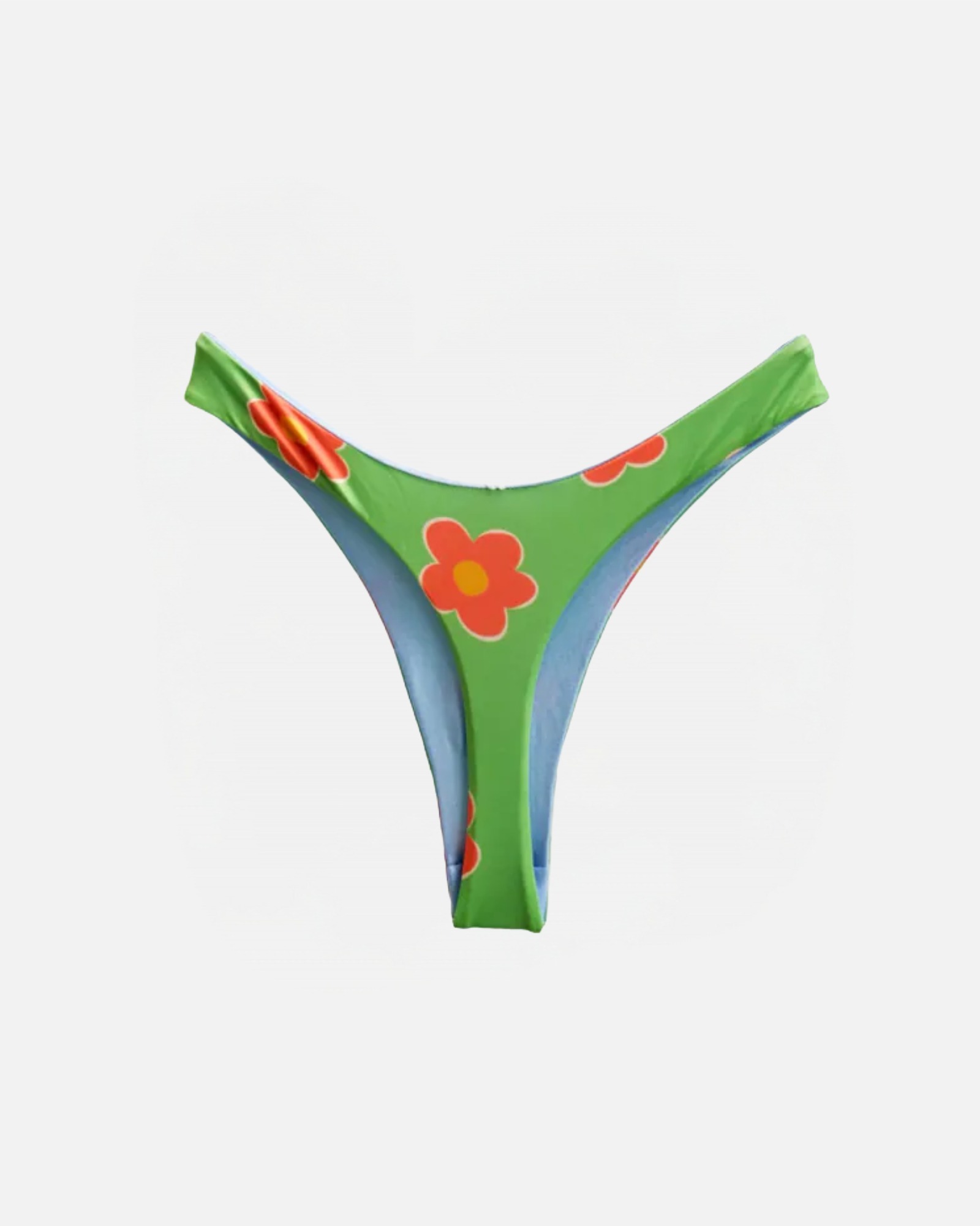 【絲光薰衣草紫+F112朵綠】VVE 雙面丁丁泳褲