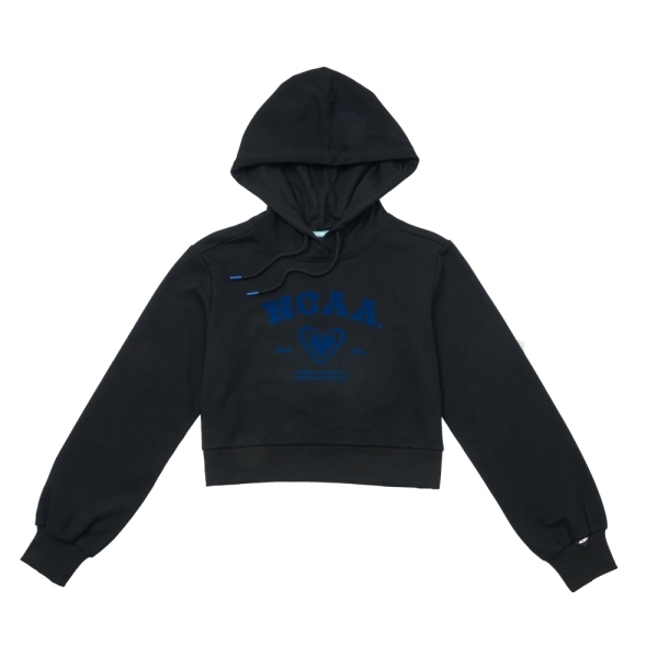 NCAA 帽T 黑 藍LOGO 短版 長袖 女 7452105120