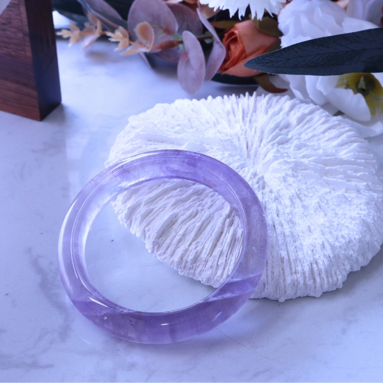 【天然石水晶手鐲】圈口尺寸50～53 透體紫水晶/透粉晶/白幽靈彩虹/白瑪瑙貓爪