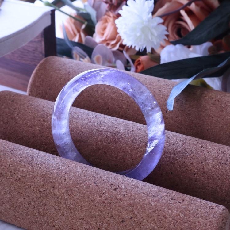 【天然石水晶手鐲】圈口尺寸50～53 透體紫水晶/透粉晶/白幽靈彩虹/白瑪瑙貓爪