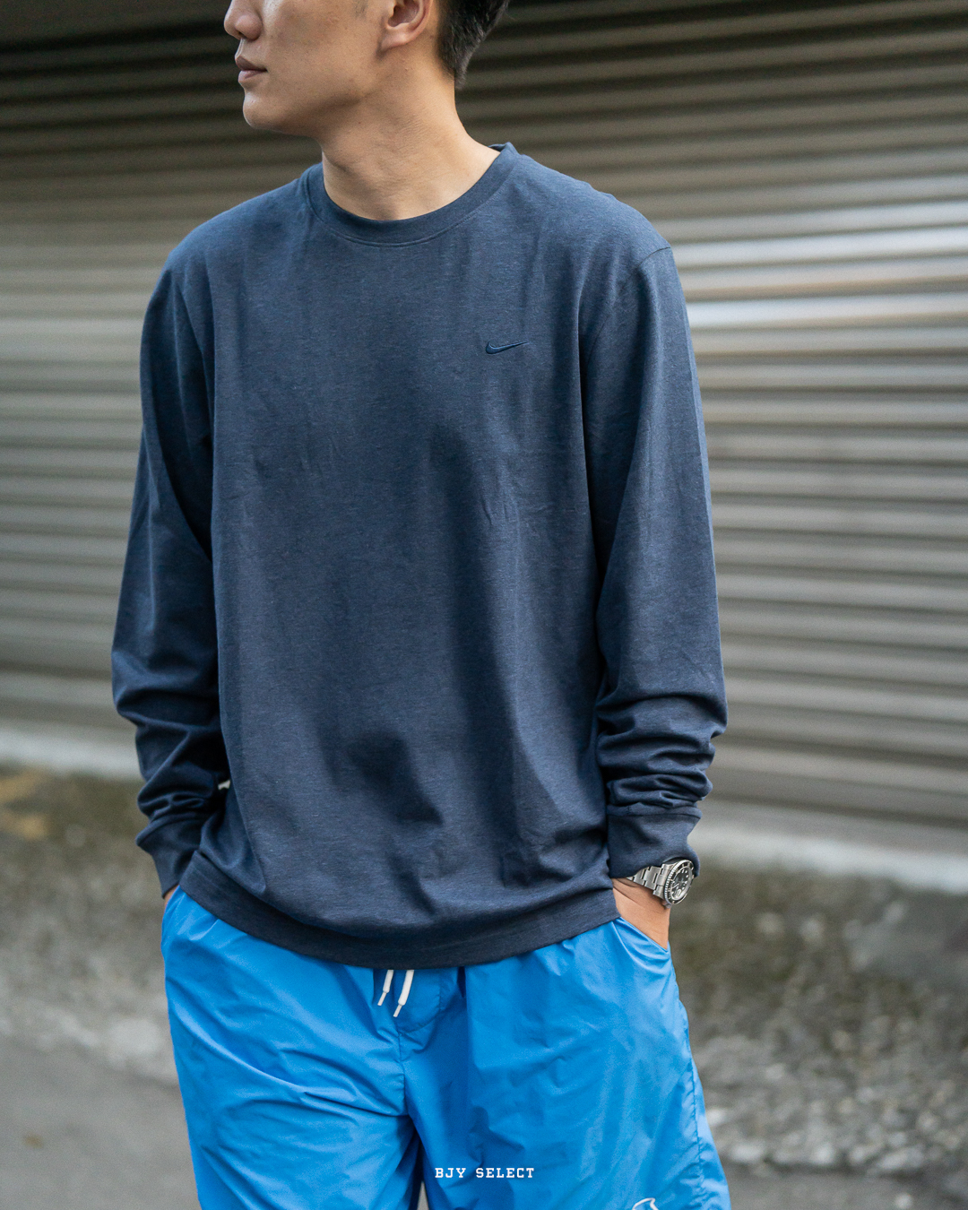 #現貨 NIKE DRY 運動速乾 小LOGO 訓練長袖 FB8586-100白色 473深藍色