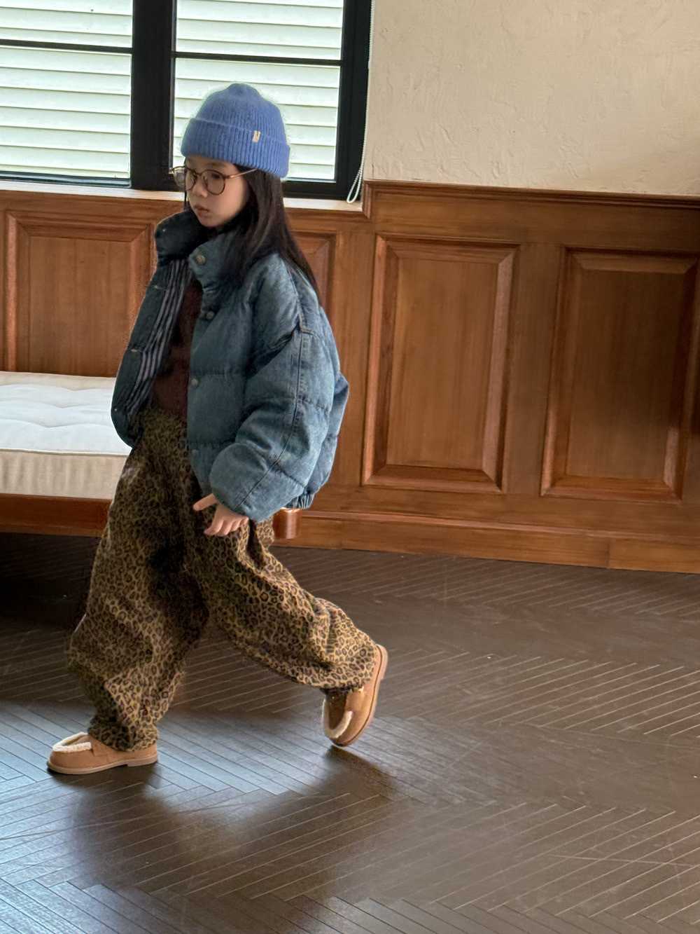 加絨豹紋哈倫褲