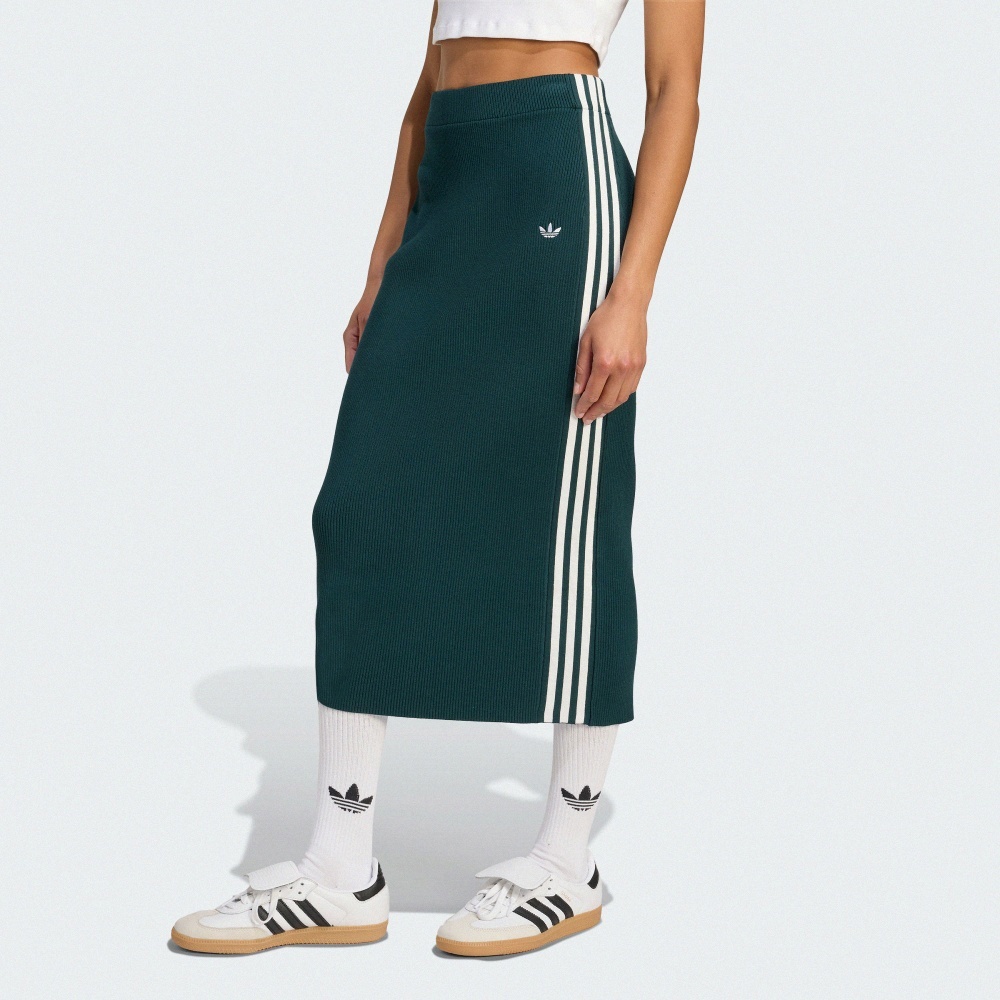 女款 ADIDAS ORIGINALS SKIRT 綠 黑 三葉草 彈性 針織 運動 休閒 半身裙 長裙【JW2661/JW2662】ADLP