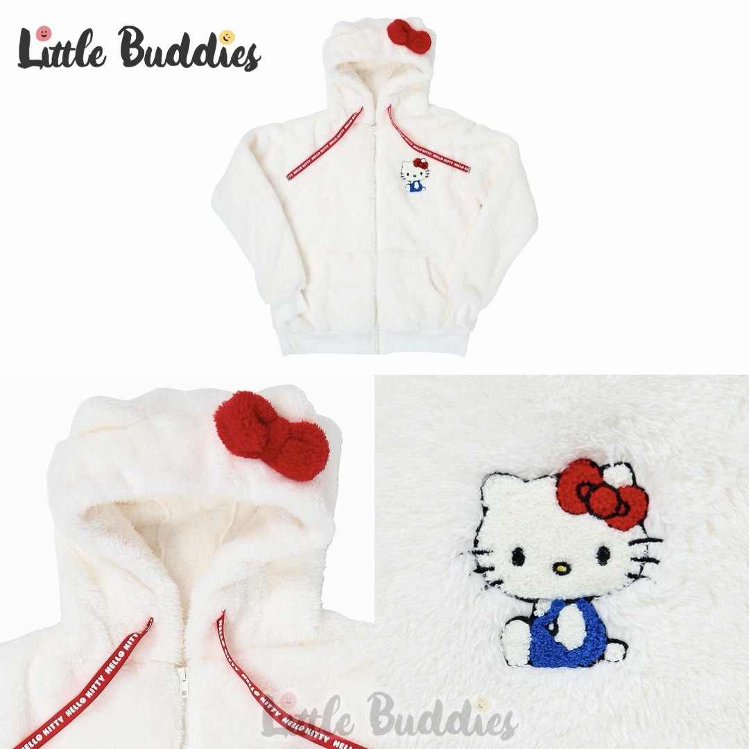 日本 Sanrio 長袖有帽拉鏈毛毛外套