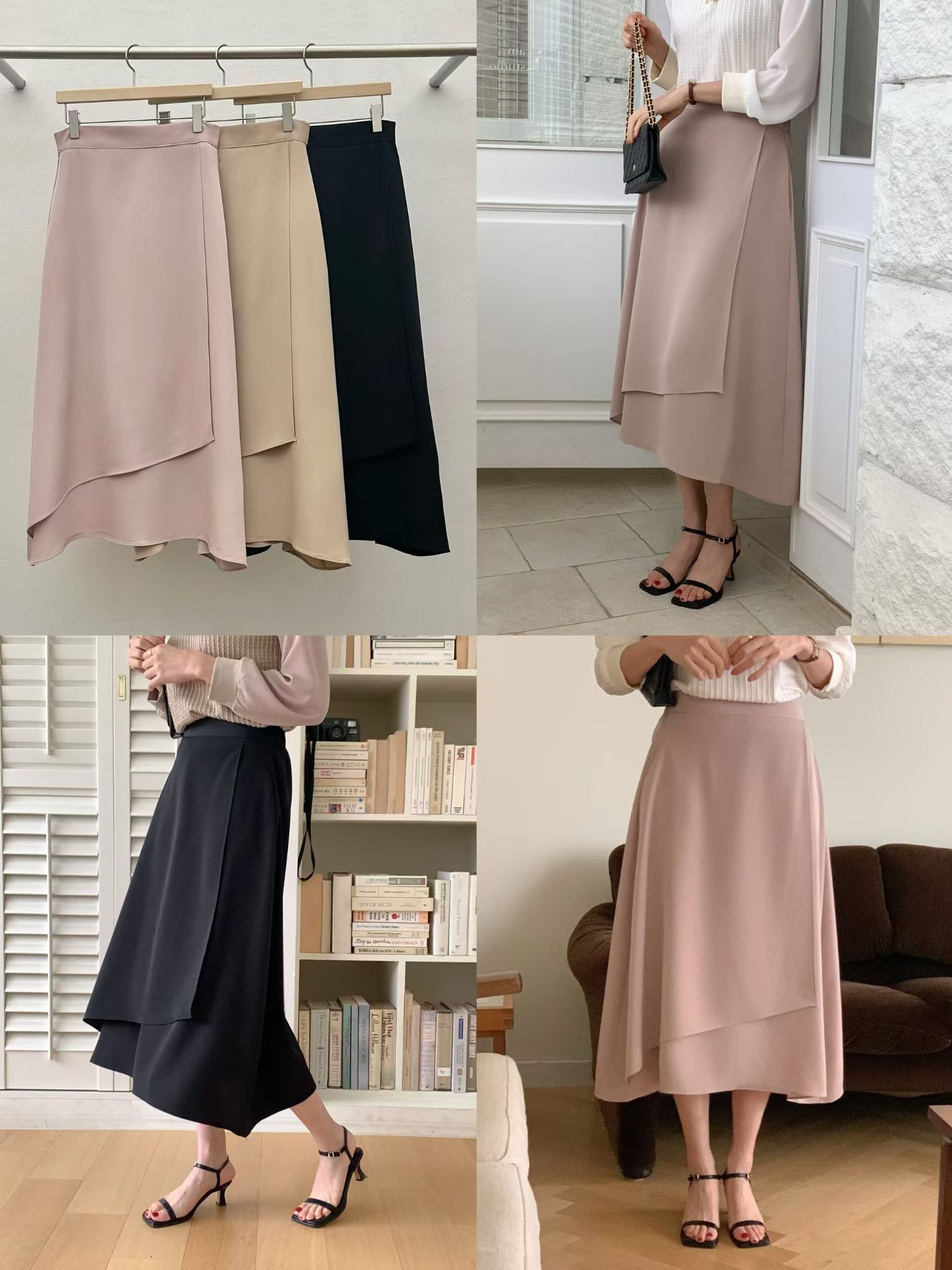 RF5036 不規則下擺高腰後橡筋半身裙