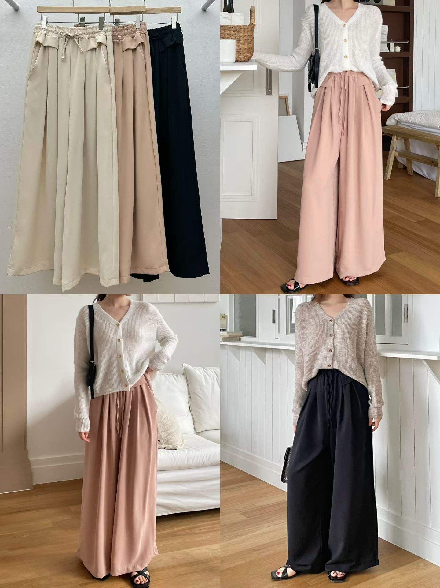 RF5020 全橡筋壓褶蝴蝶綁帶休閑褲