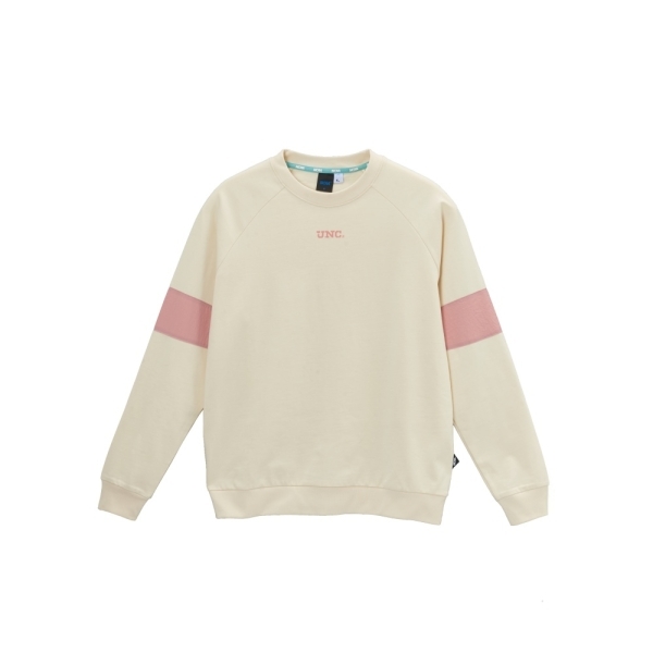 NCAA 大學T 米白粉 圓領 拼接 長袖 中性 7455100501