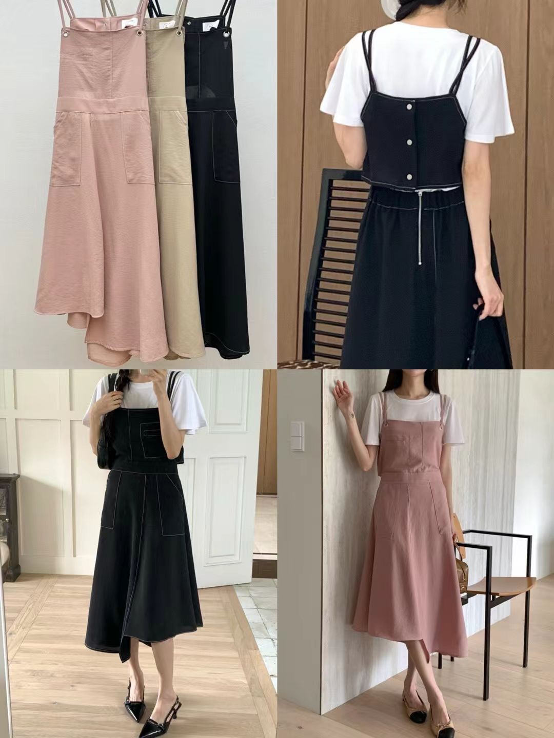 RF5002 幼肩帶方領不規則裙擺連身裙