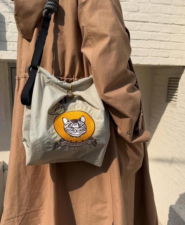 Ball＆Chain 刺繡環保購物袋MS號 - 淺灰 (31350184)