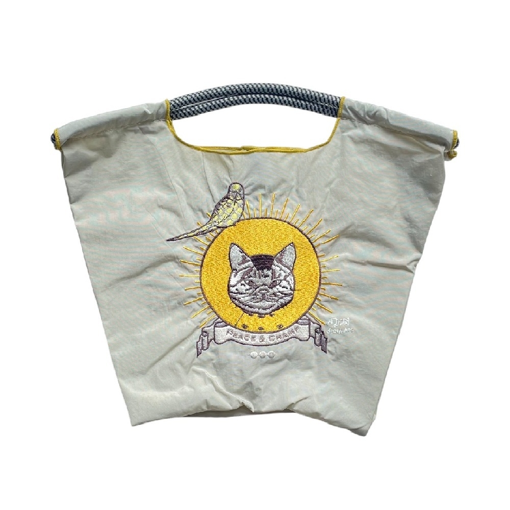 Ball＆Chain 刺繡環保購物袋MS號 - 淺灰 (31350184)