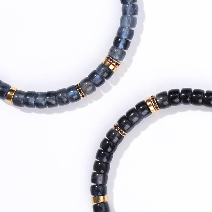 【寶石直切】海藍寶深黑/深藍藍爆閃直切寶石等級水晶手鍊