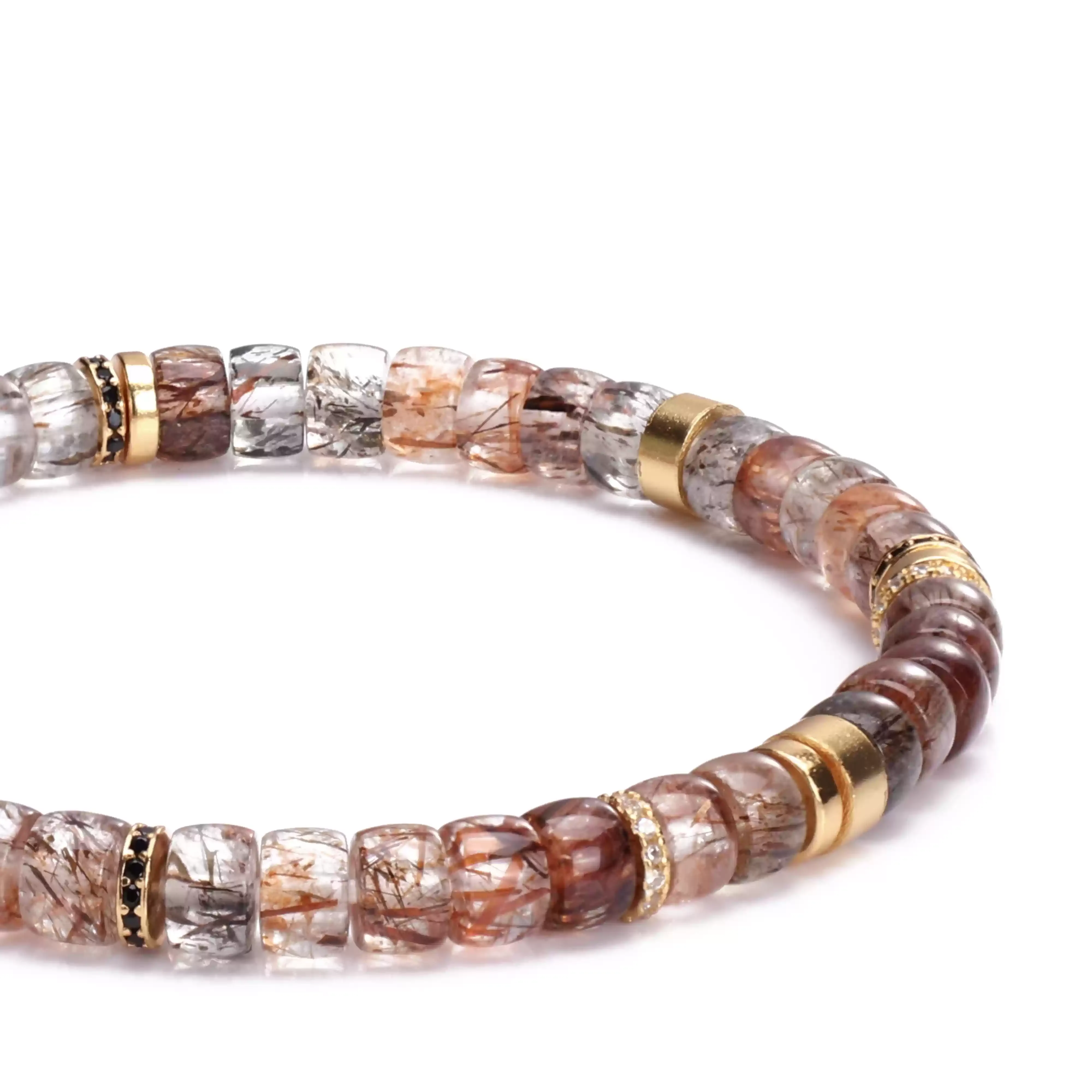 【寶石直切】黑金超七招財直切寶石等級水晶手鍊