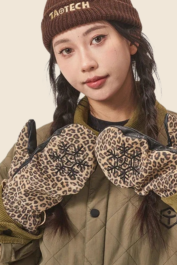 TAOTECH-全牛皮滑雪手套－豹紋