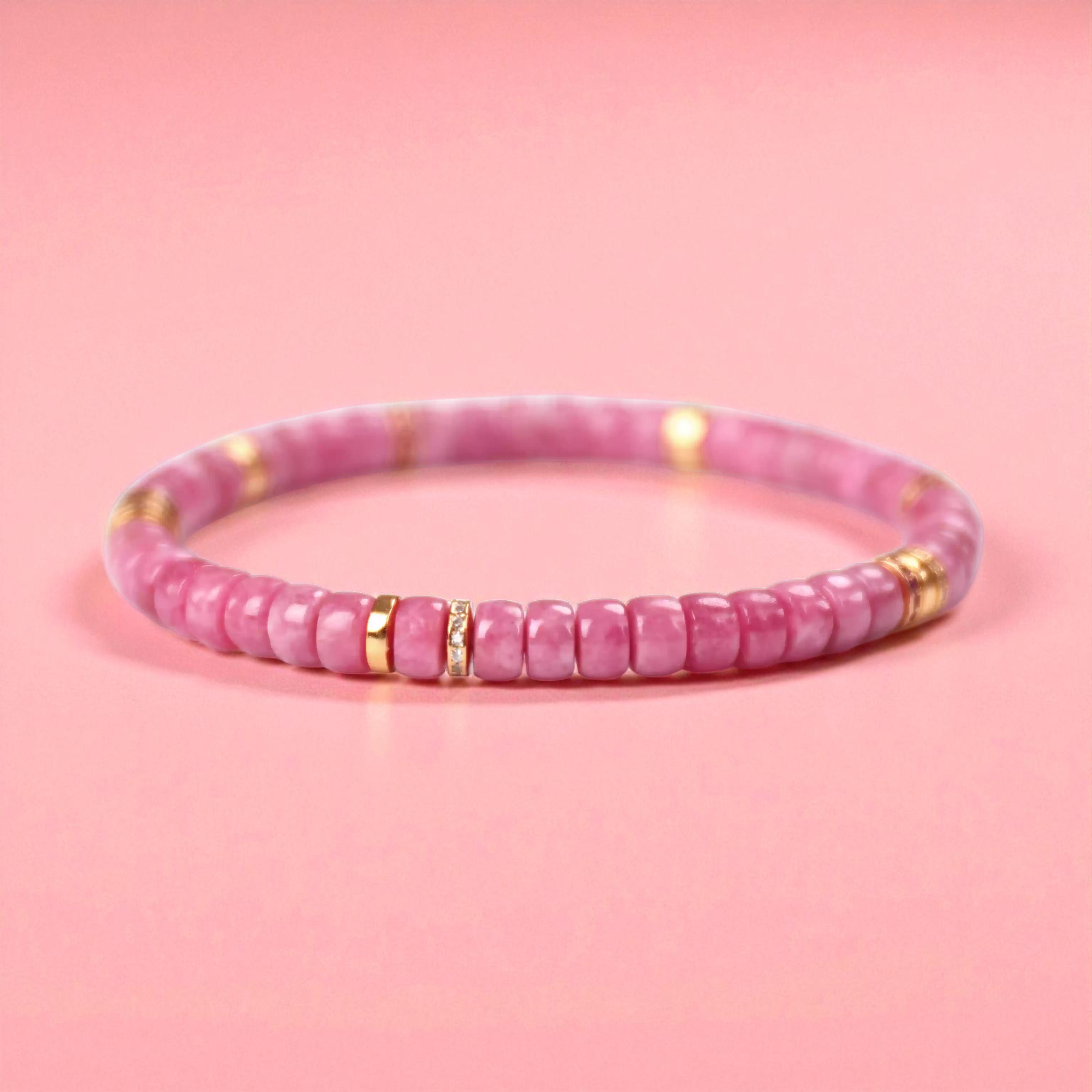 【寶石直切】薔薇輝石直切寶石等級水晶手鍊