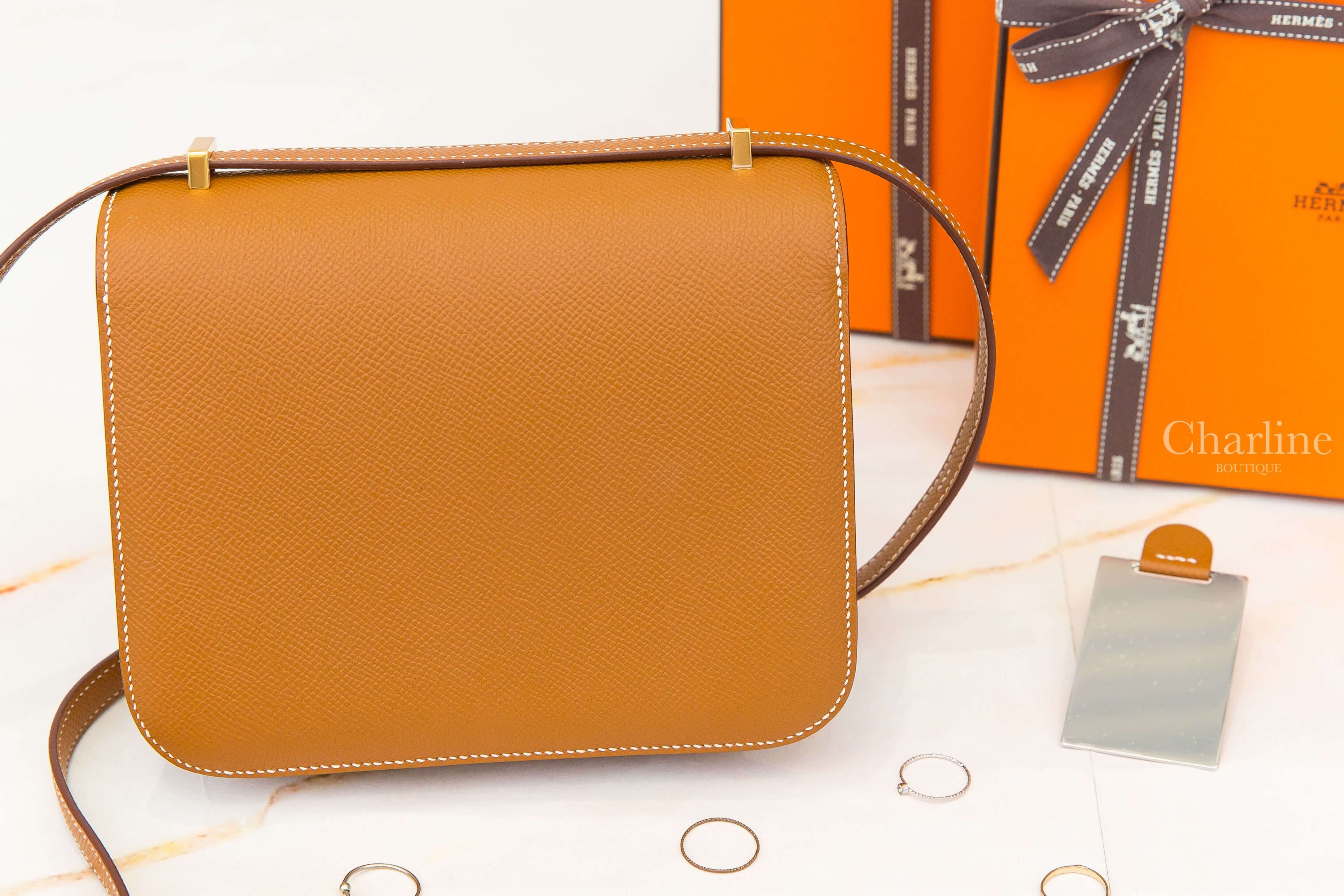 Hermès Mini Constance III 18cm 37 Gold Veau Epsom 焦糖色金釦鏡面款-Charline Boutique 精品代購