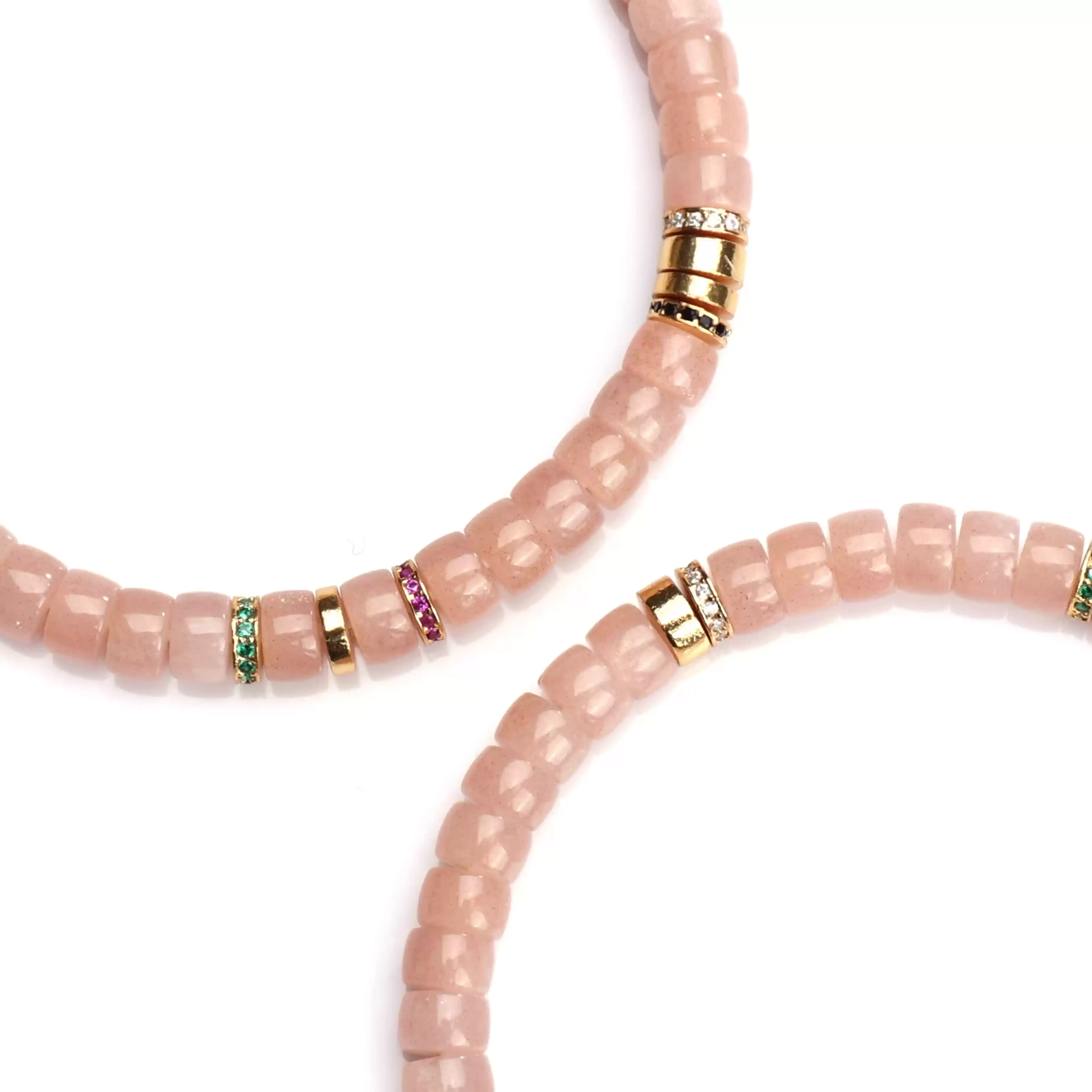 【寶石直切】太陽石橙月光粉月光直切寶石等級水晶手鍊