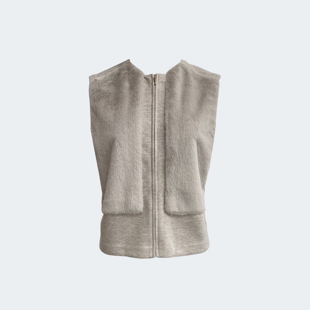 柔霧羊毛針織拼接背心