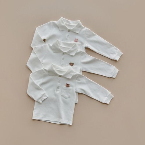 DTD校園簡約風-POLO口袋白衫 ( 長袖 )  松鼠