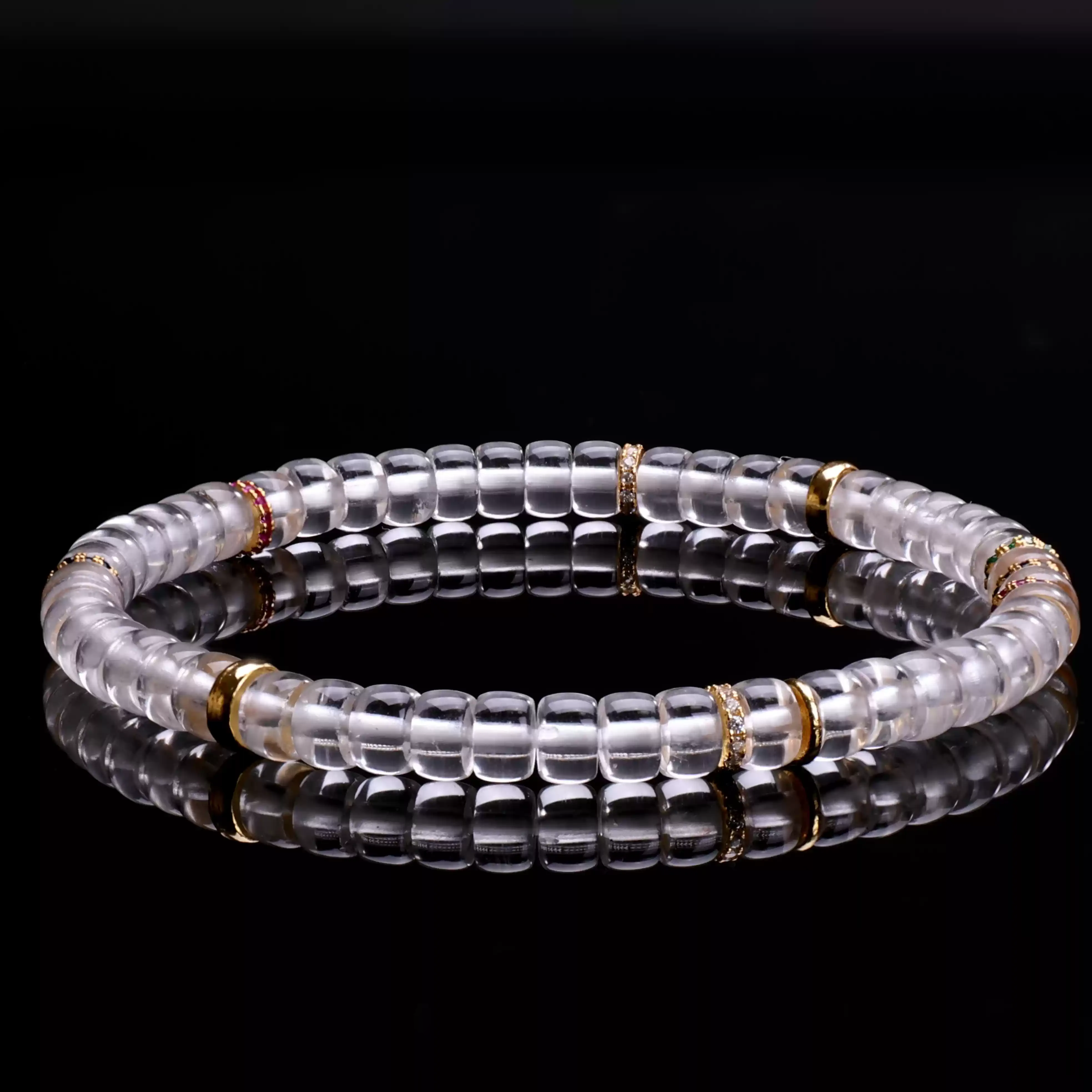 【寶石直切】銀鑽晶透白水晶直切寶石等級水晶手鍊