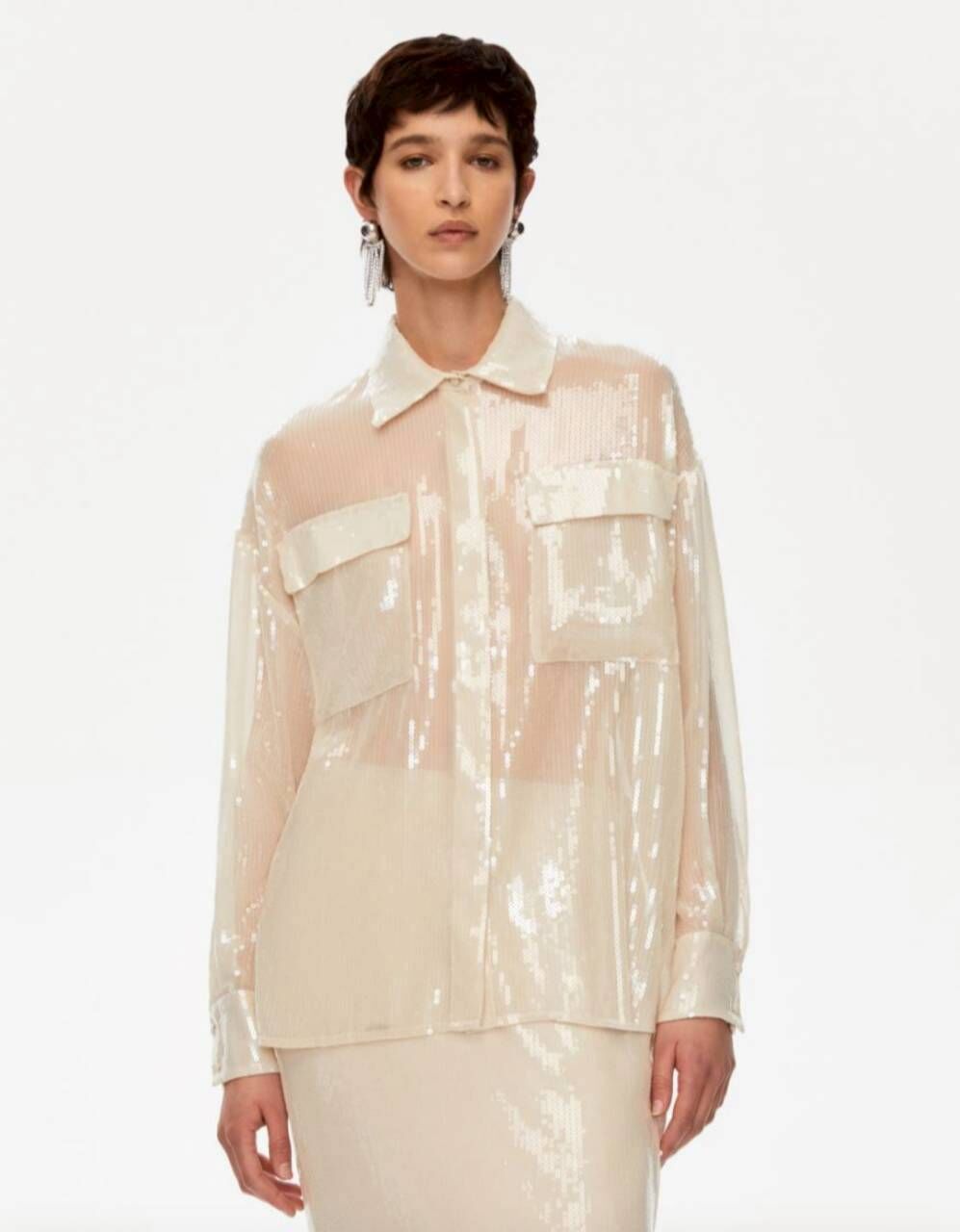 iBlues亮片紗質微光襯衫