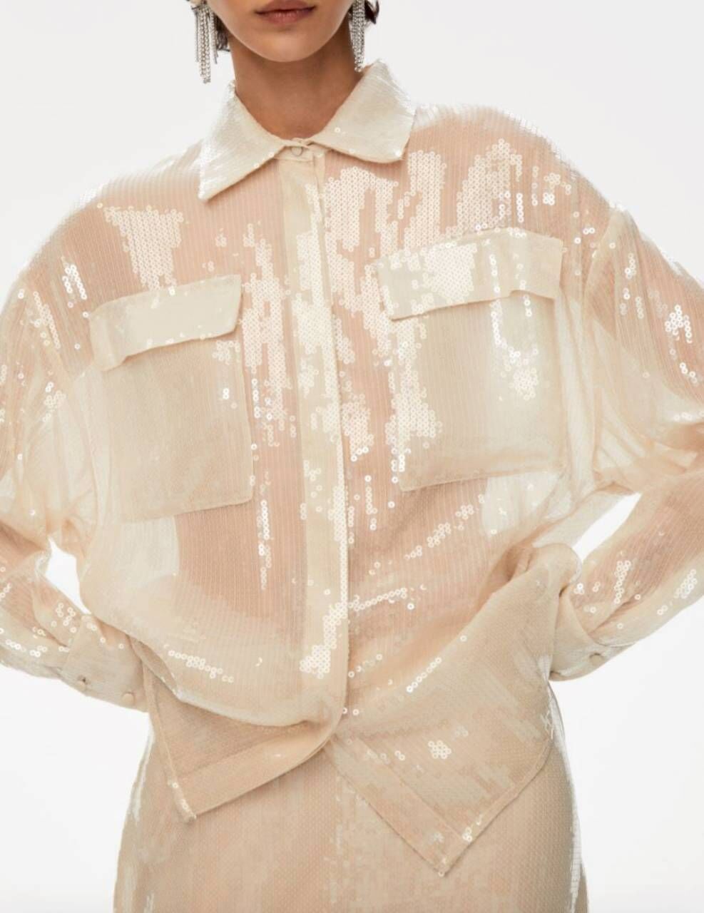 iBlues亮片紗質微光襯衫