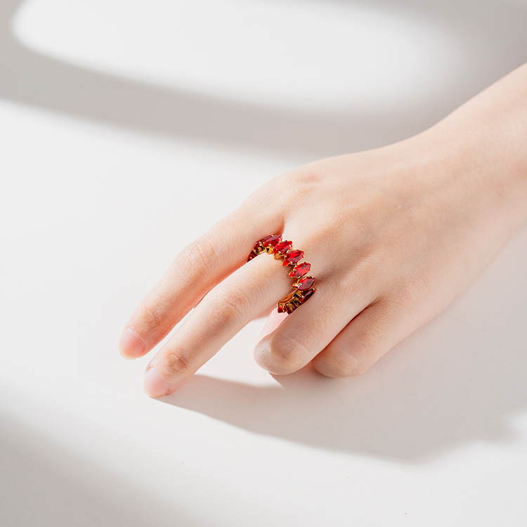 miramira微光｜璀璨緋紅弧形戒指A5131-金40413