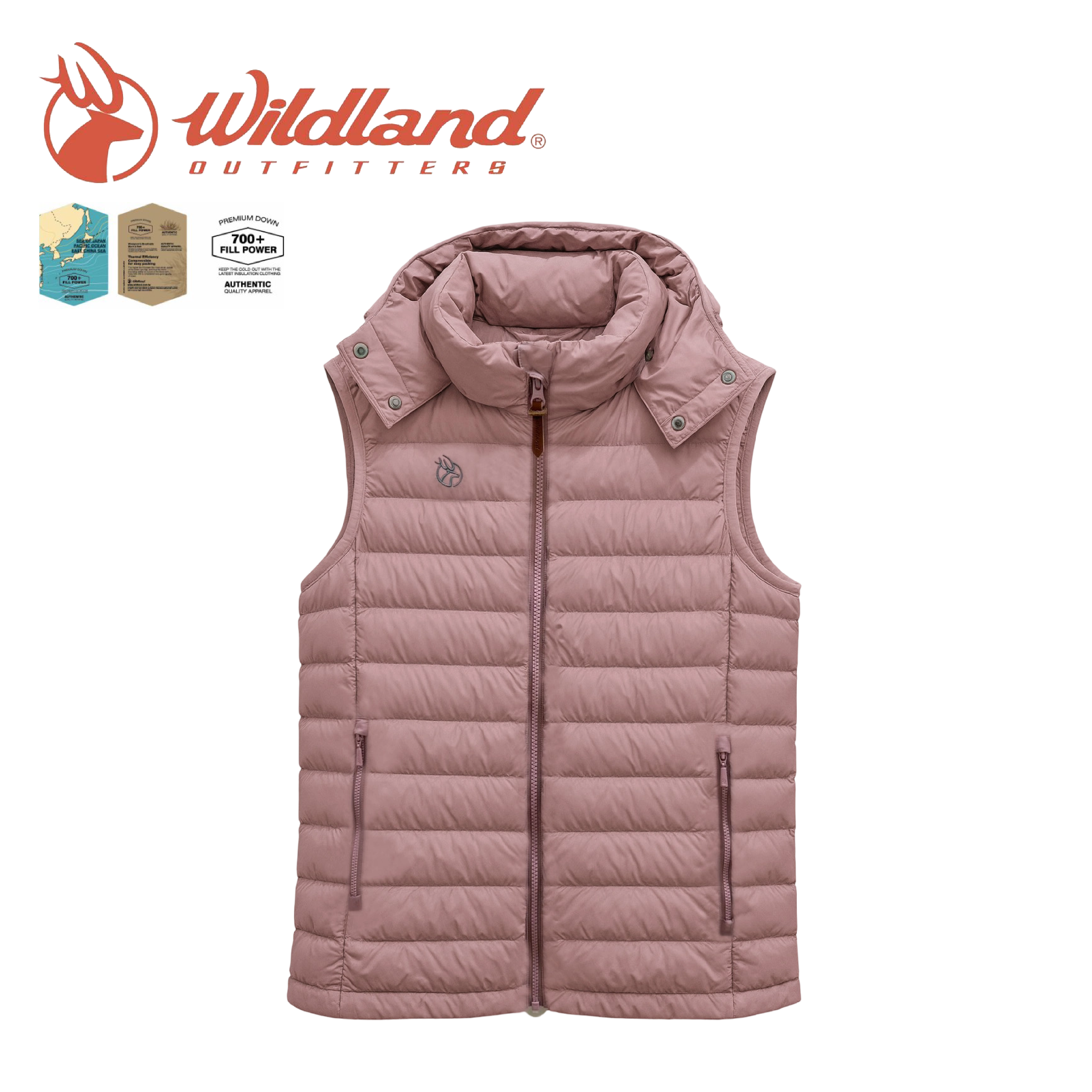 Wildland 荒野 700FP可拆帽輕羽絨背心 女款(3色) 00WB32171