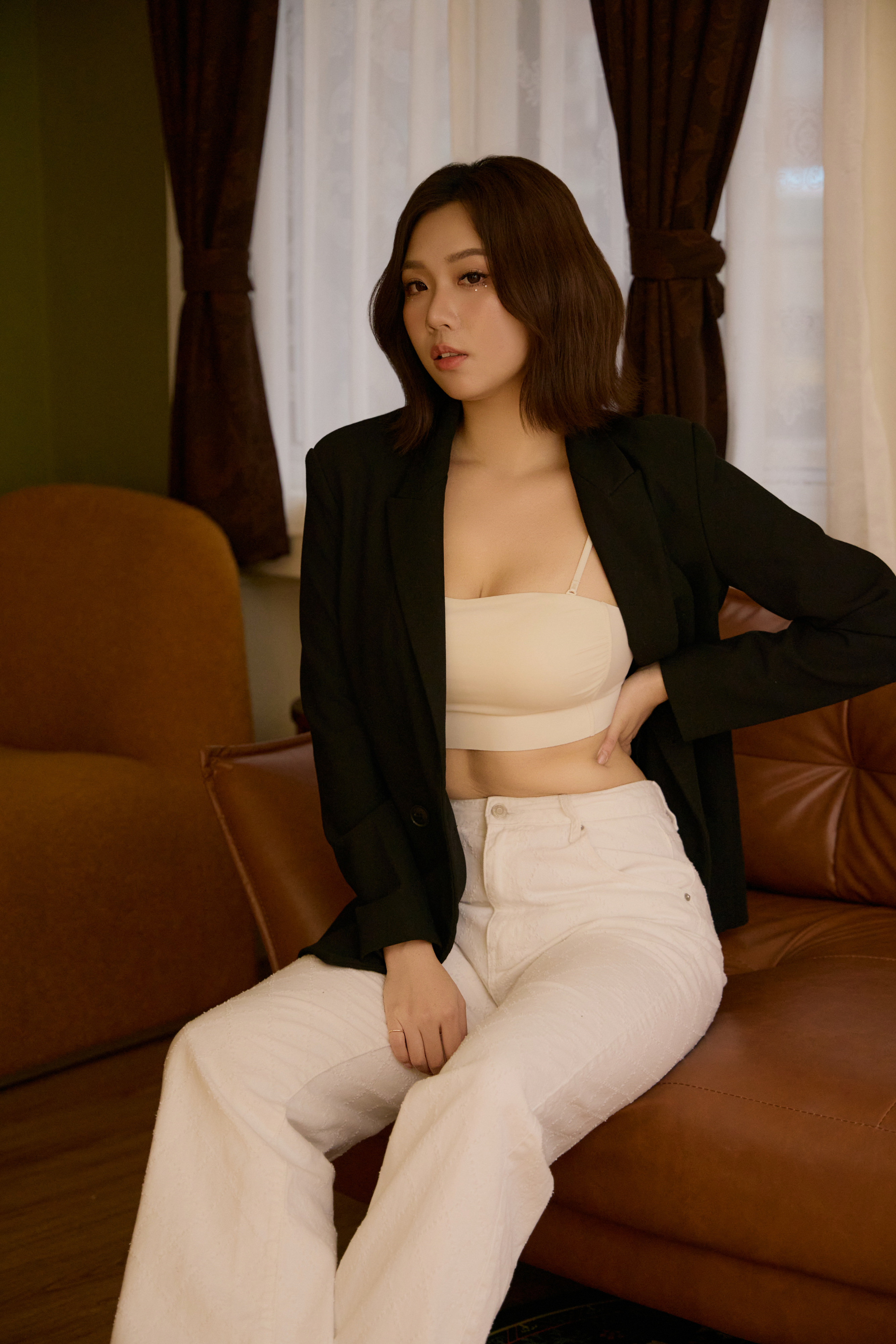 緞面冰絲兩用可拆式平口內衣 - 黑/白/棕綠