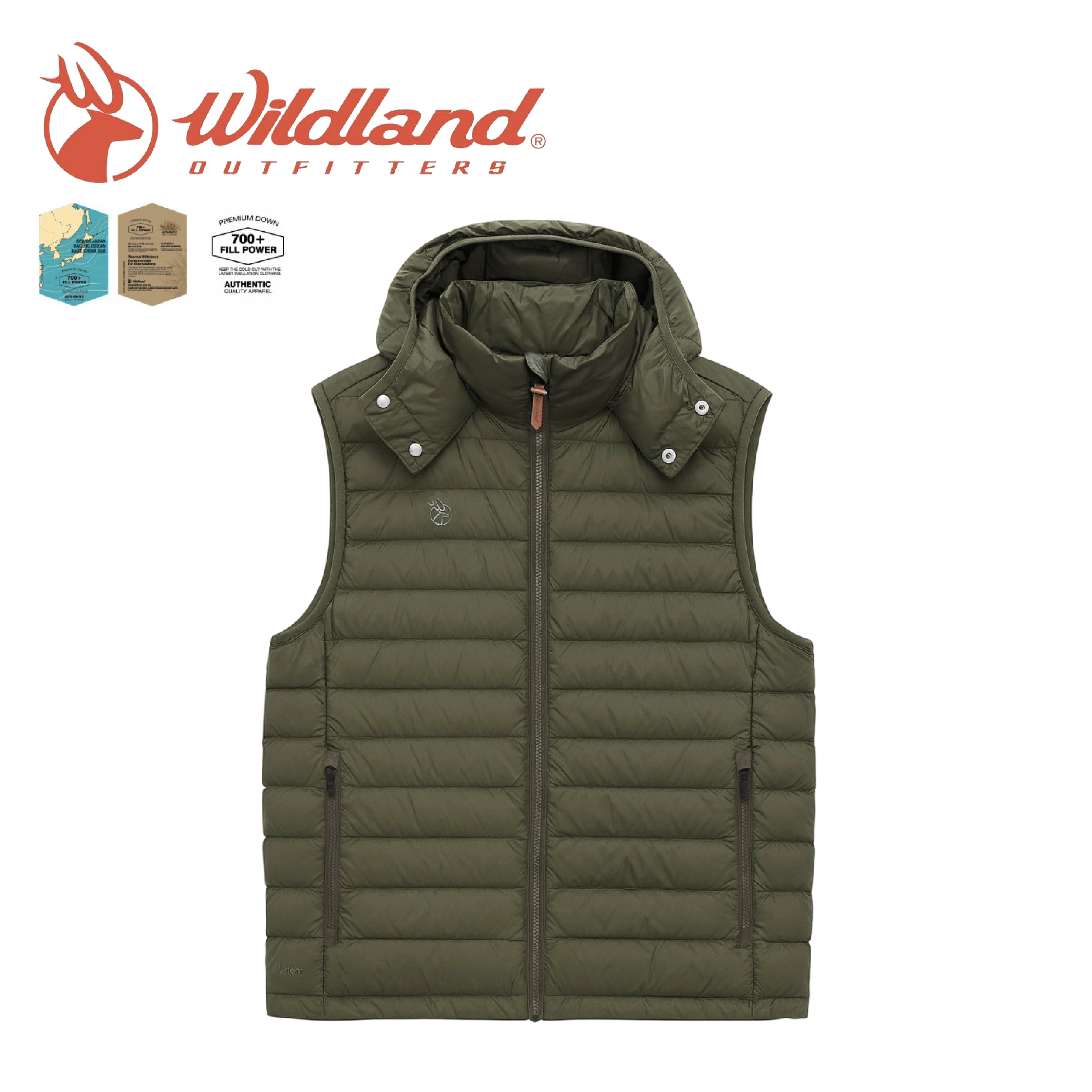 Wildland 荒野 700FP可拆帽輕羽絨背心 男款(2色) 00WB32172
