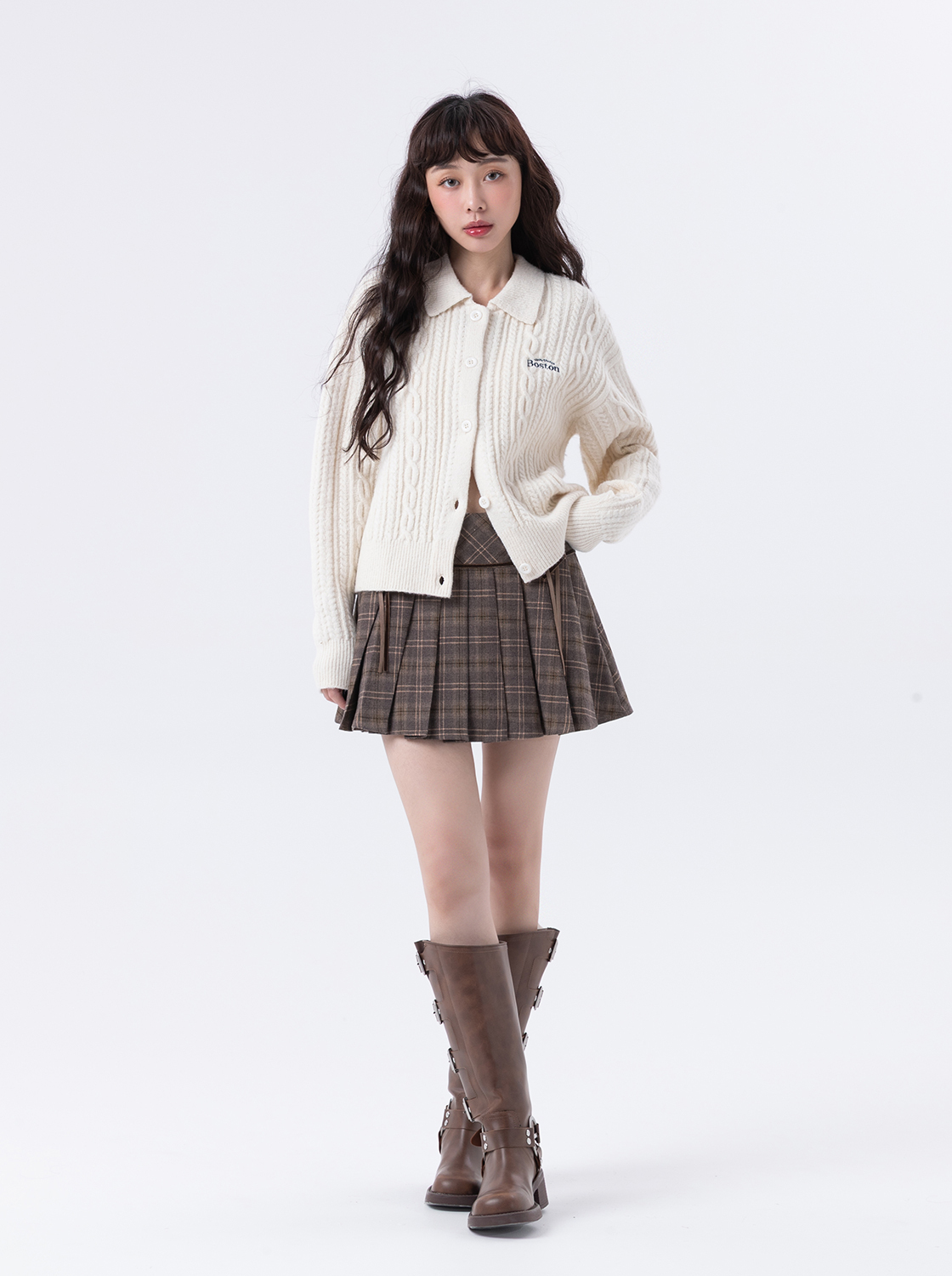 【第二件5折】小字刺繡POLO領開襟上衣