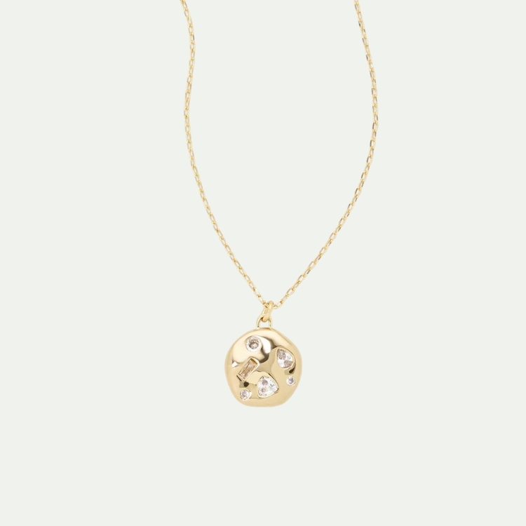 Arden鋯石鑲嵌項鍊-14k金色