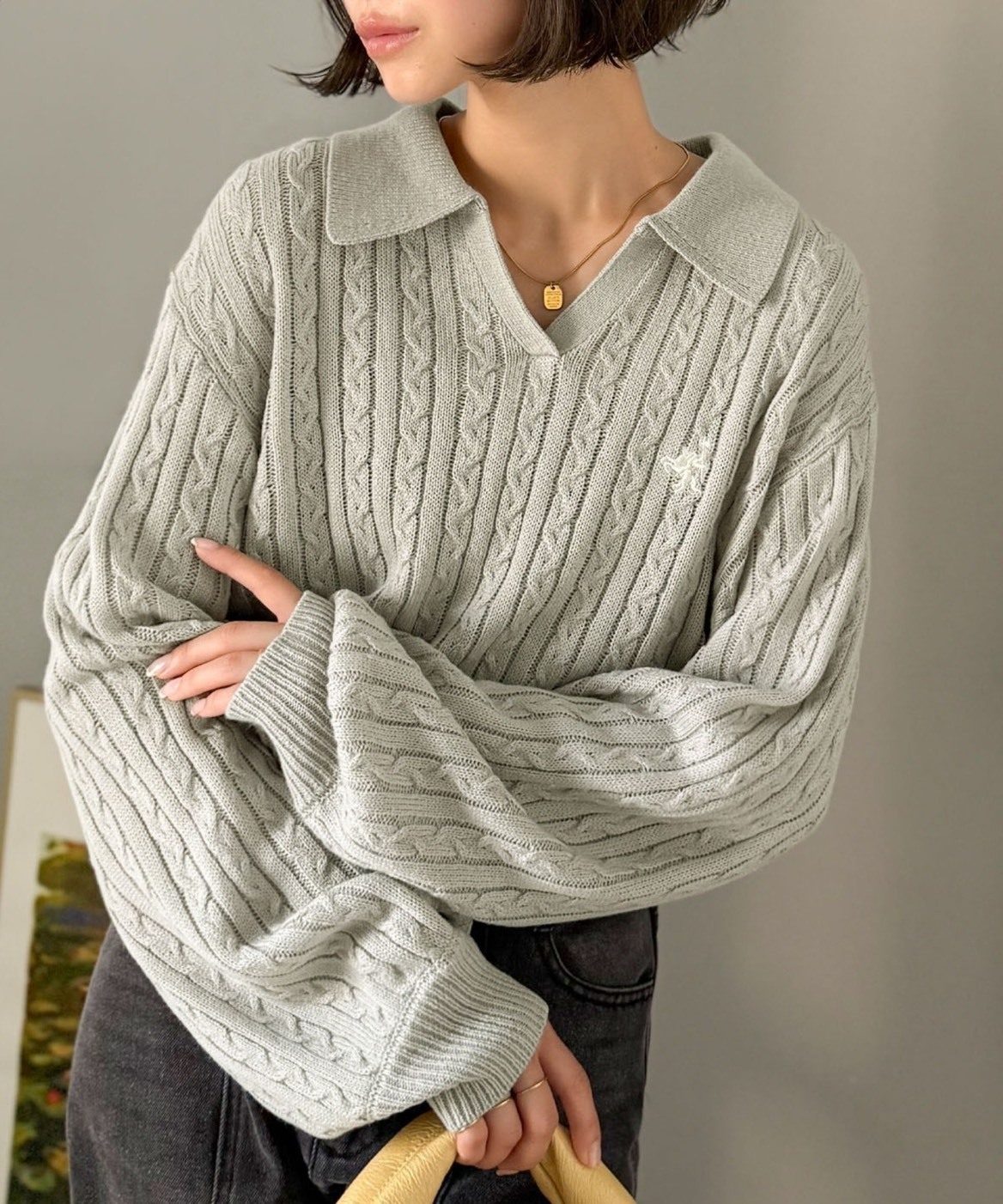 <超扯2.5折下殺>日本Classicalelf 手工 POLO 寬鬆 泡泡袖 針織 刺繡 5色