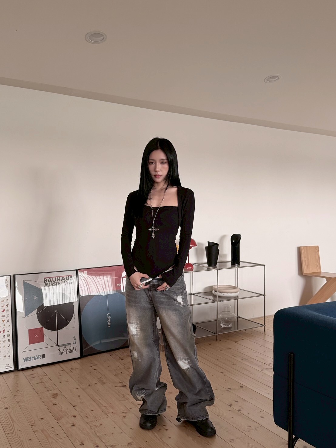 低調辣 方領包肩修身連體上衣  2colors