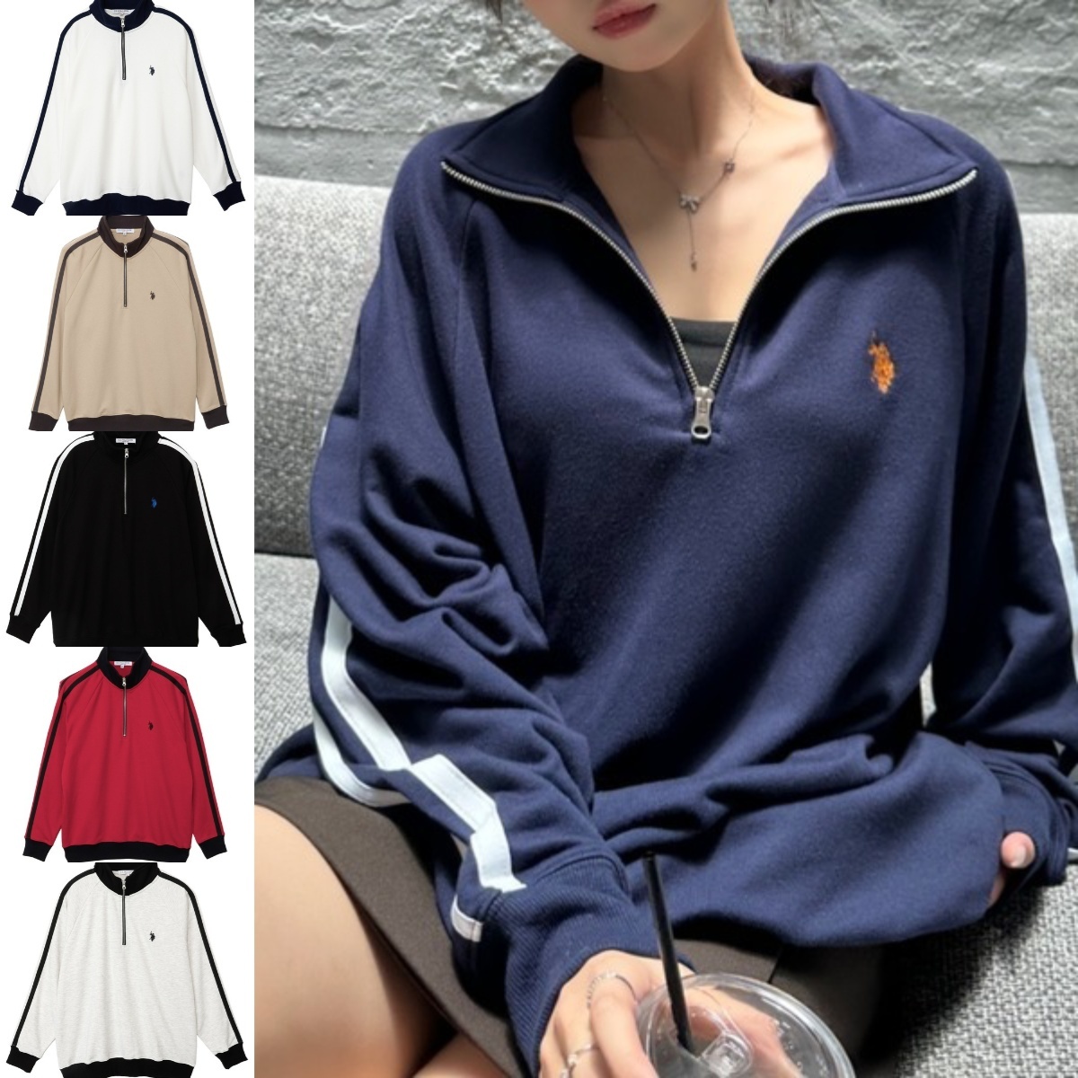 預購┃U.S. POLO ASSN. 半拉鍊 長袖 運動衫