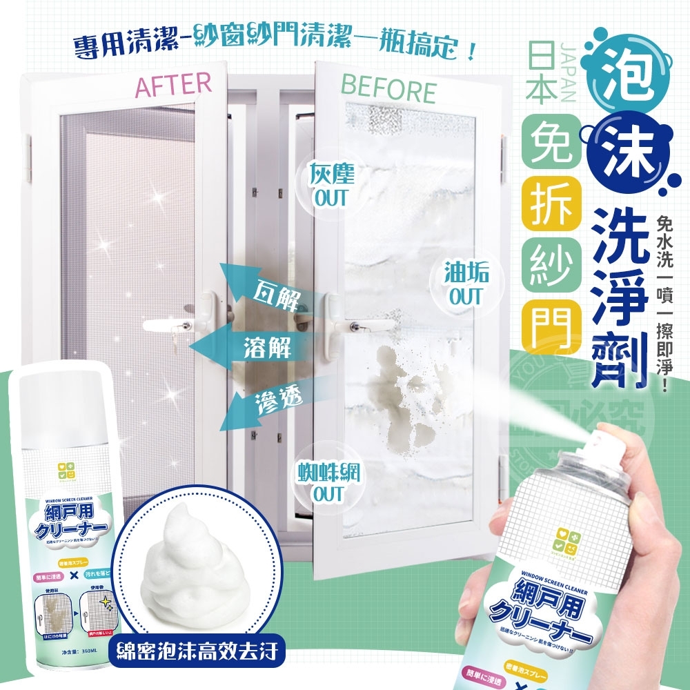 WSBA6068  日本CLH免拆紗門泡沫洗淨劑360ML（1套2支）（現貨）