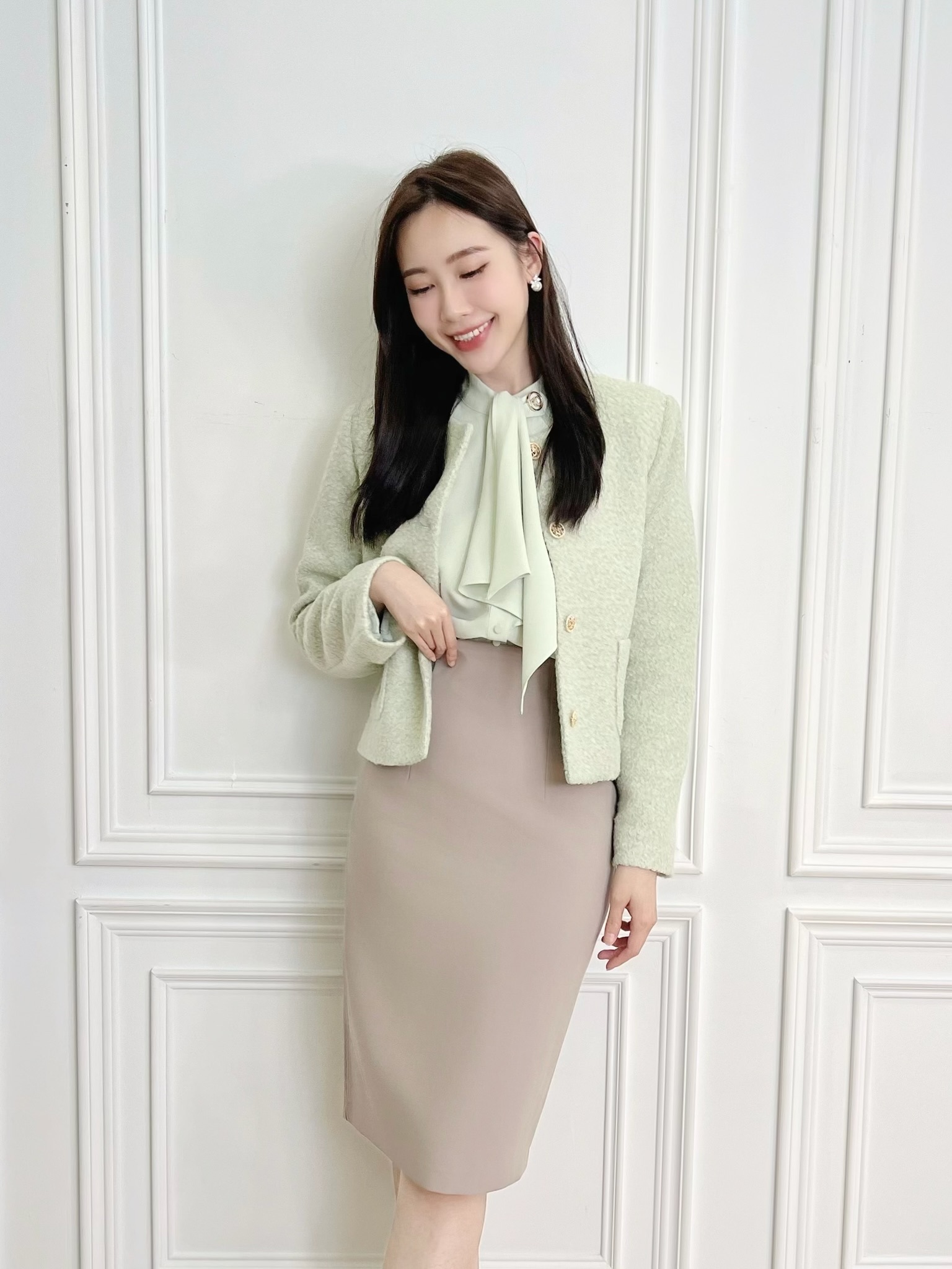 經典小香風廂型毛料外套