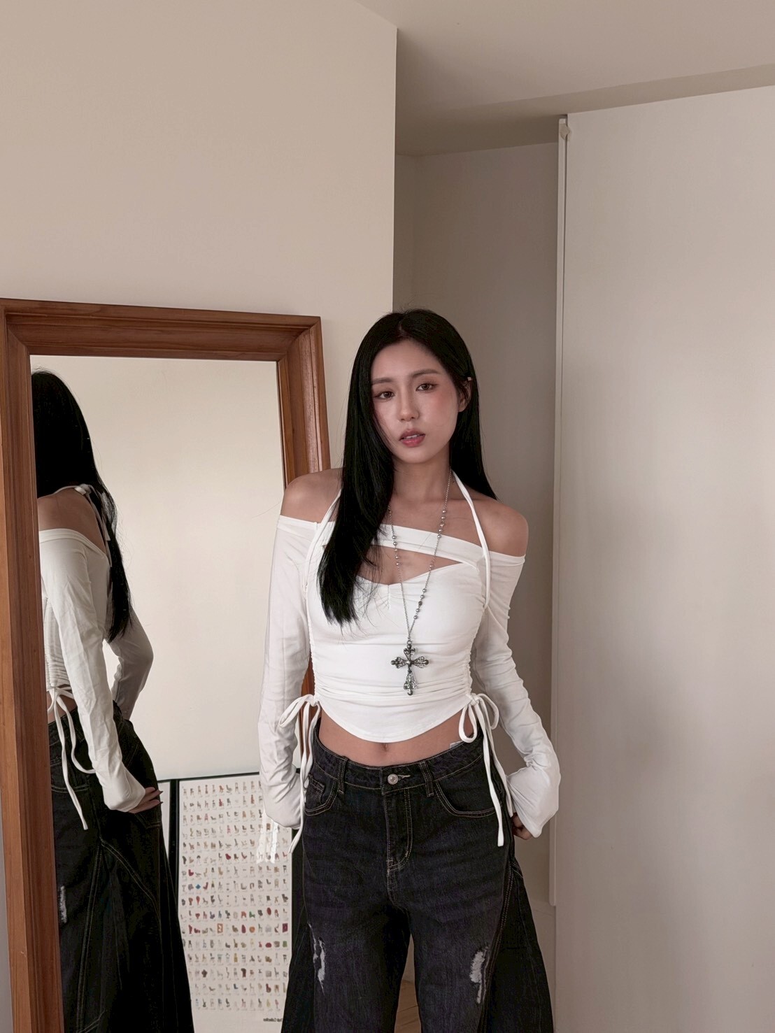 一字領掛脖綁帶上衣 自帶胸墊 2colors