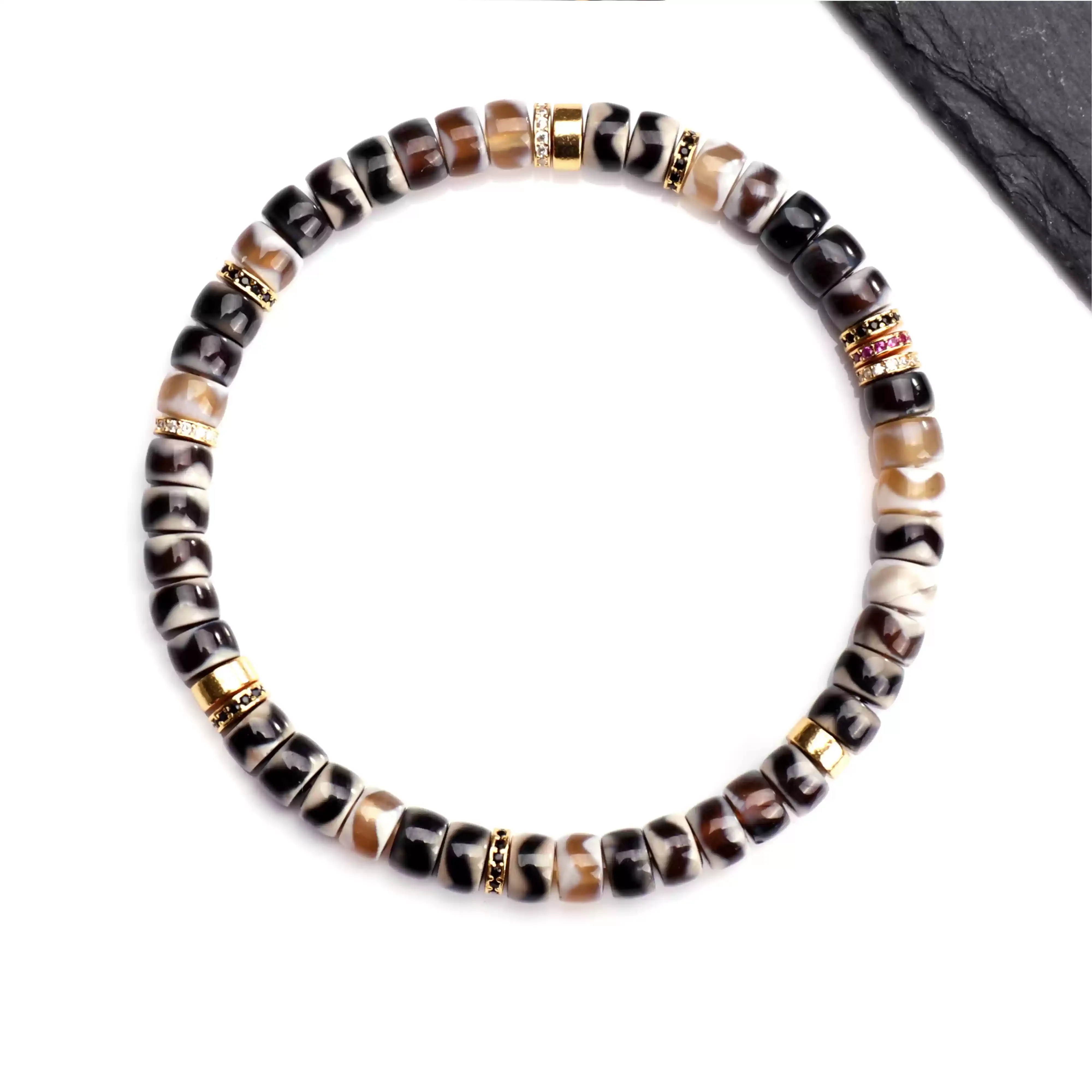 SIO Crystal希奧水晶｜寶石直切天珠瑪瑙手鍊｜銀鑽滿天星・老改｜護