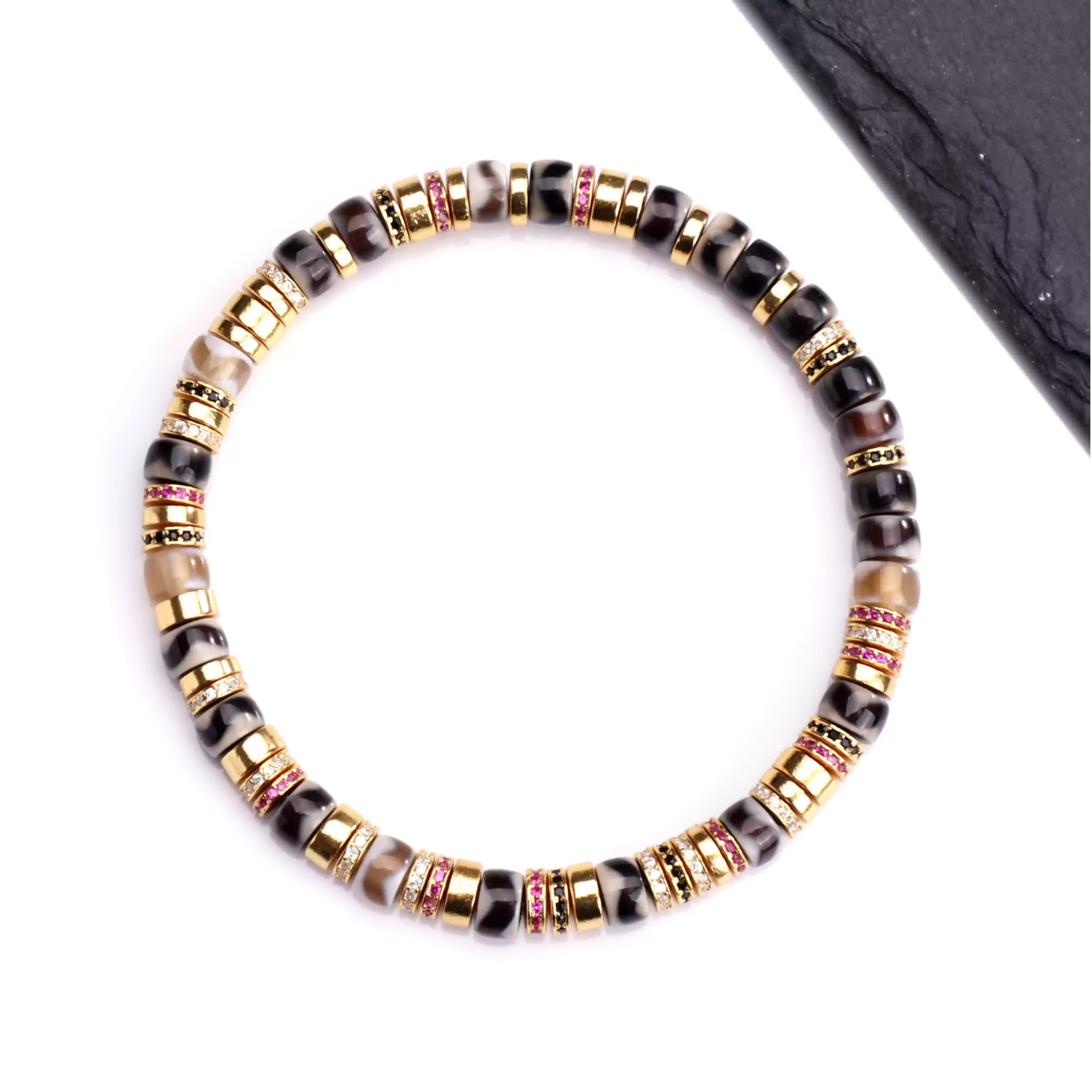 SIO Crystal希奧水晶｜寶石直切天珠瑪瑙手鍊｜銀鑽滿天星・老改｜護