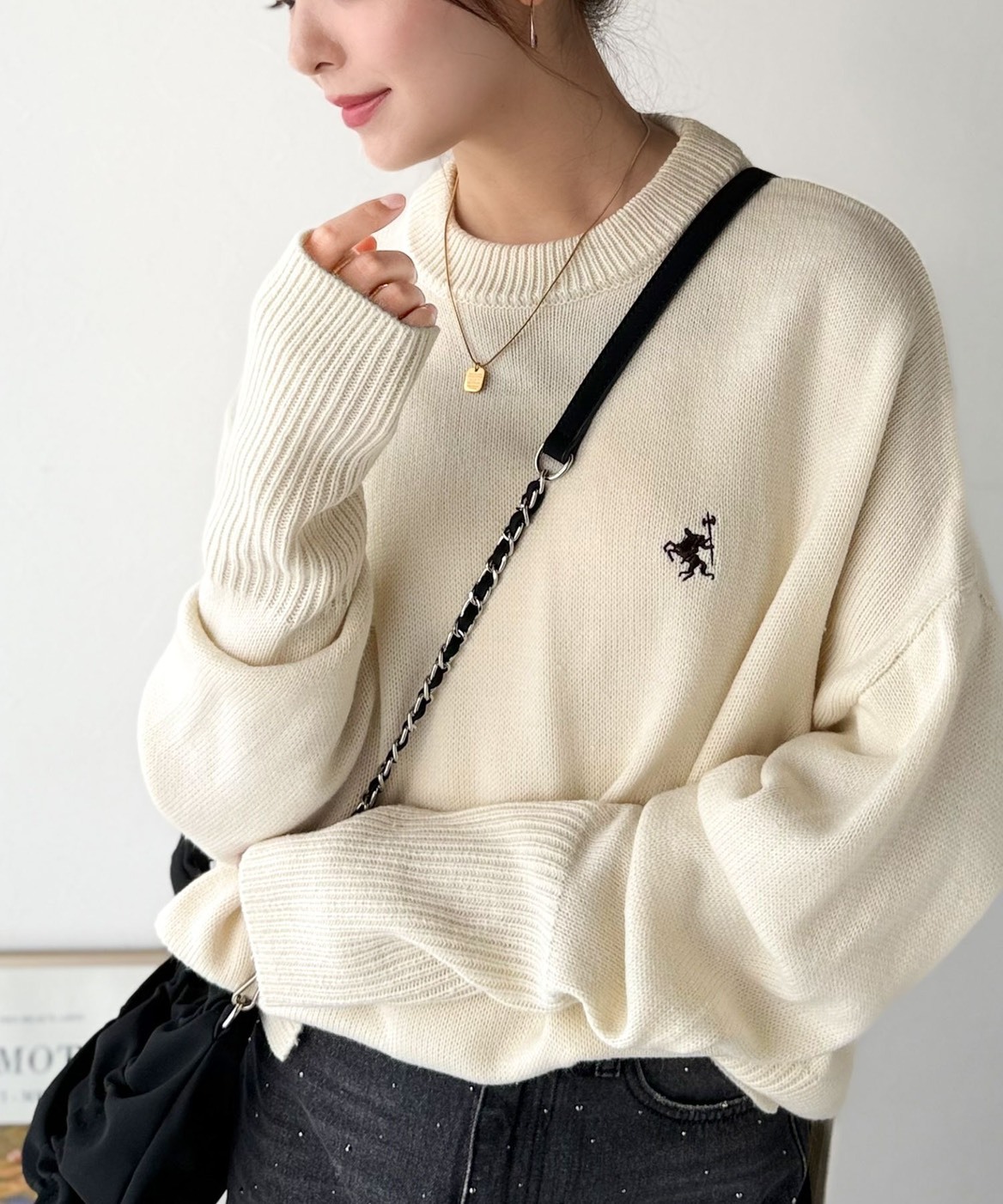 <超扯2.5折下殺>日本Classicalelf 寬鬆 圓領 針織 刺繡 5色