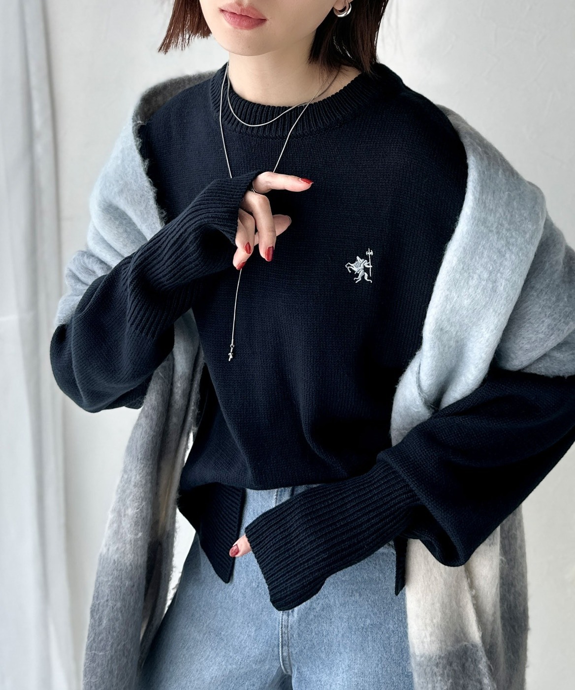 <超扯2.5折下殺>日本Classicalelf 寬鬆 圓領 針織 刺繡 5色