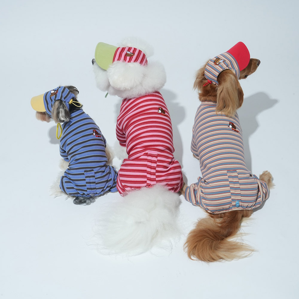 puppygallery｜Homeground 條紋四腳衣 蔚藍