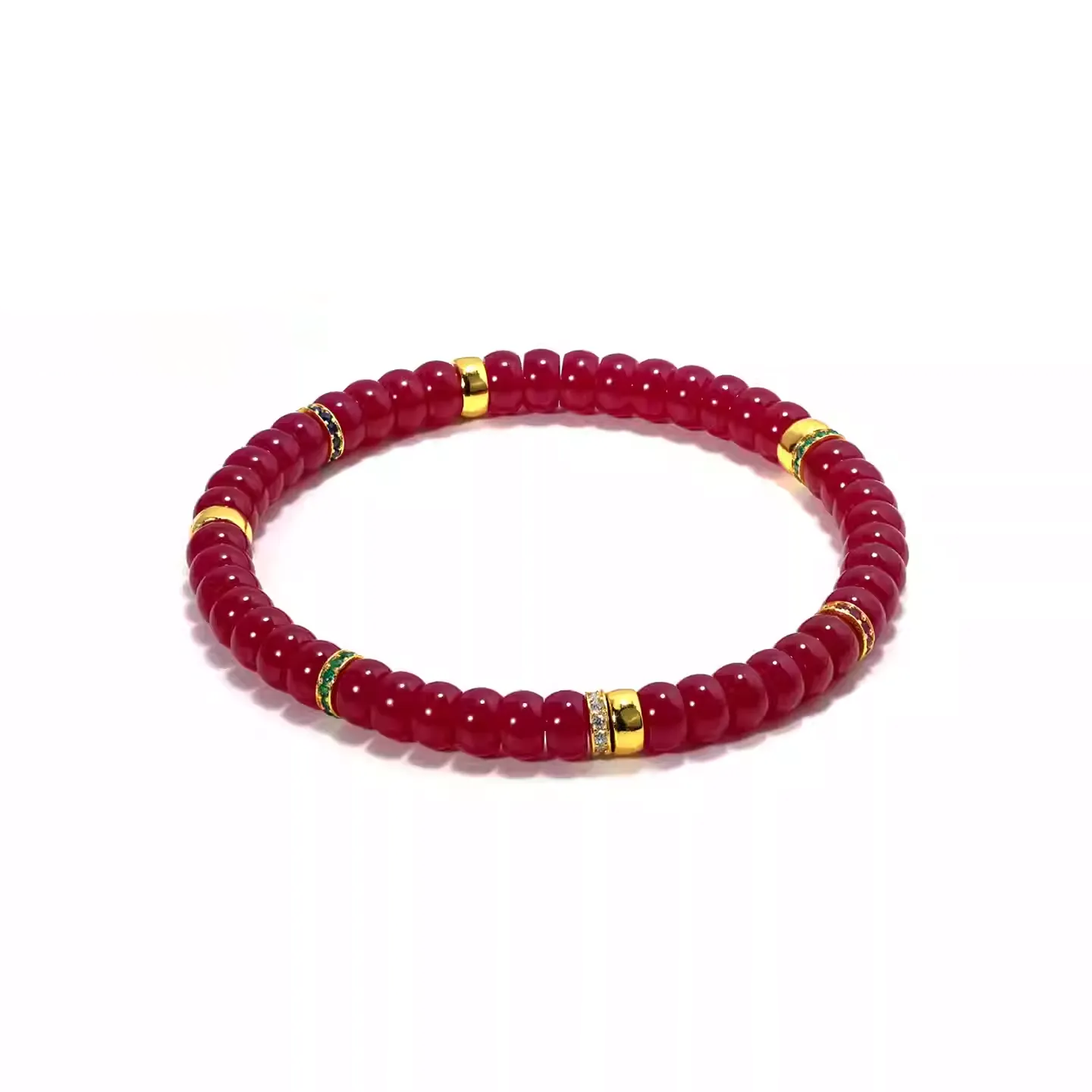 【寶石直切】天然紅寶石-銀鑽/素圈直切寶石等級水晶手鍊