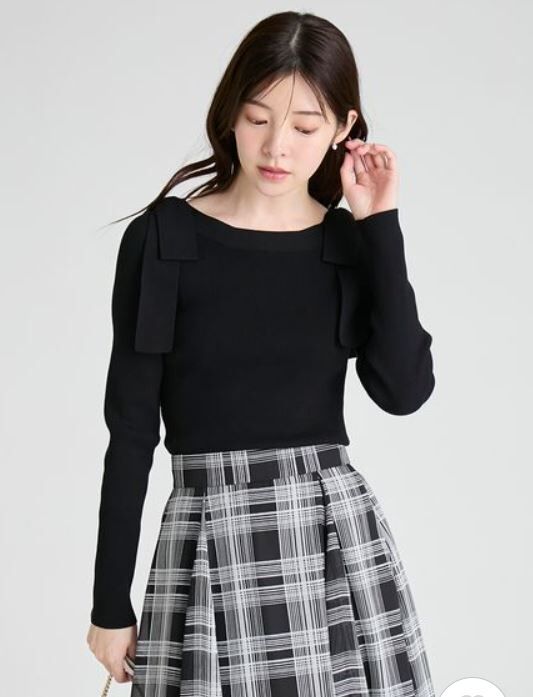 [預購] CELFORD 【可水洗】蝴蝶結肩帶針織上衣