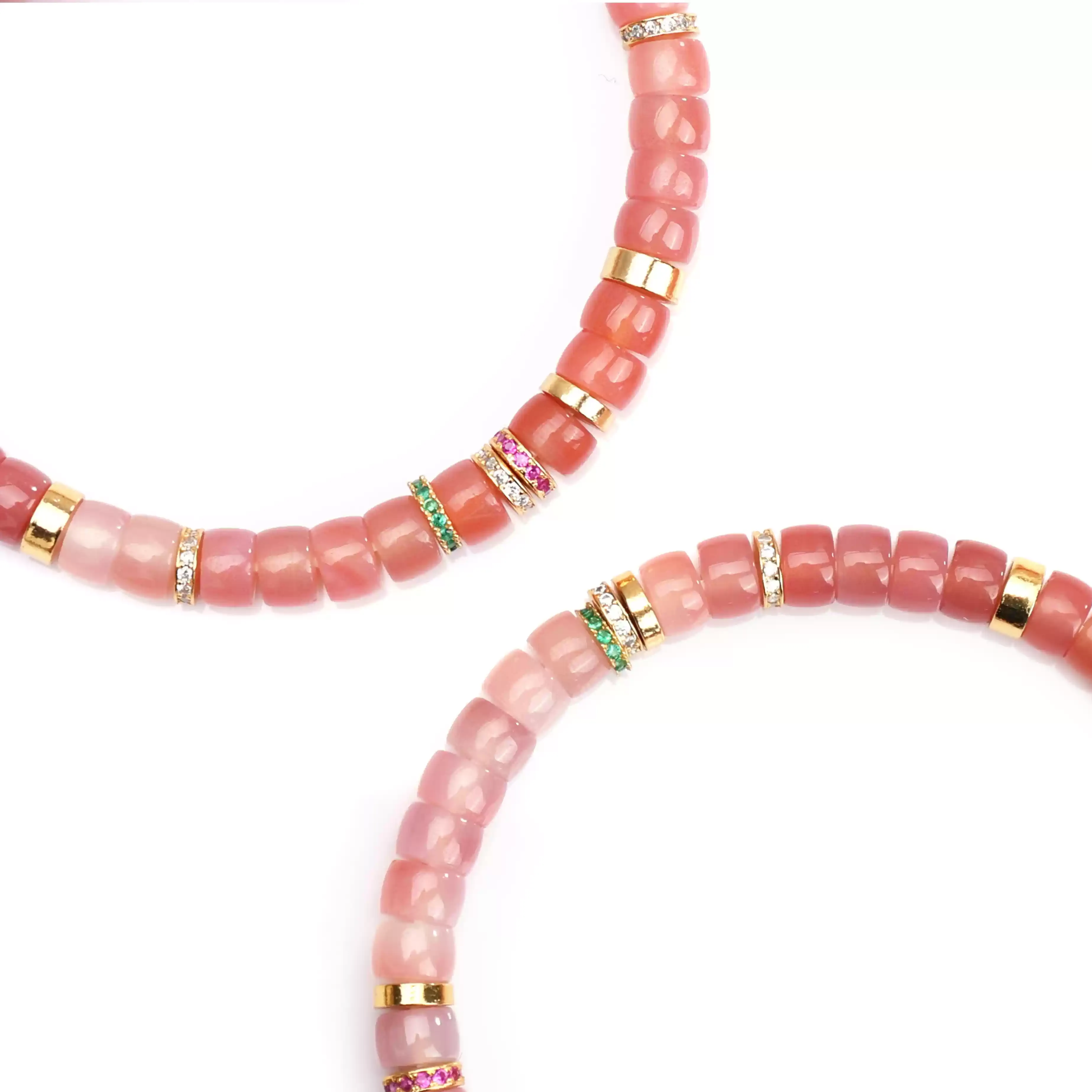 【寶石直切】漸變粉糯瑪瑙直切寶石等級水晶手鍊