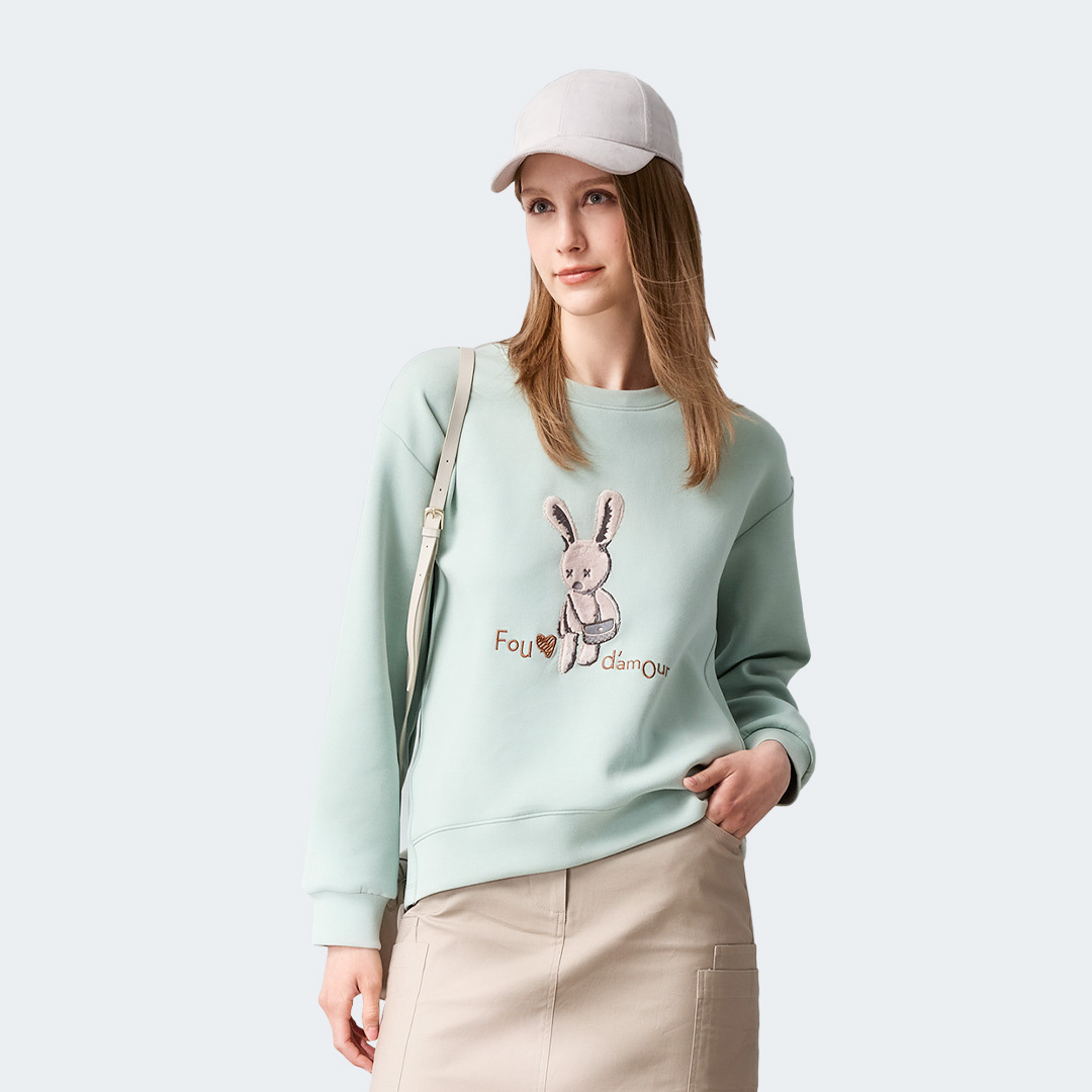 小兔絨繡溫柔厚棉衛衣